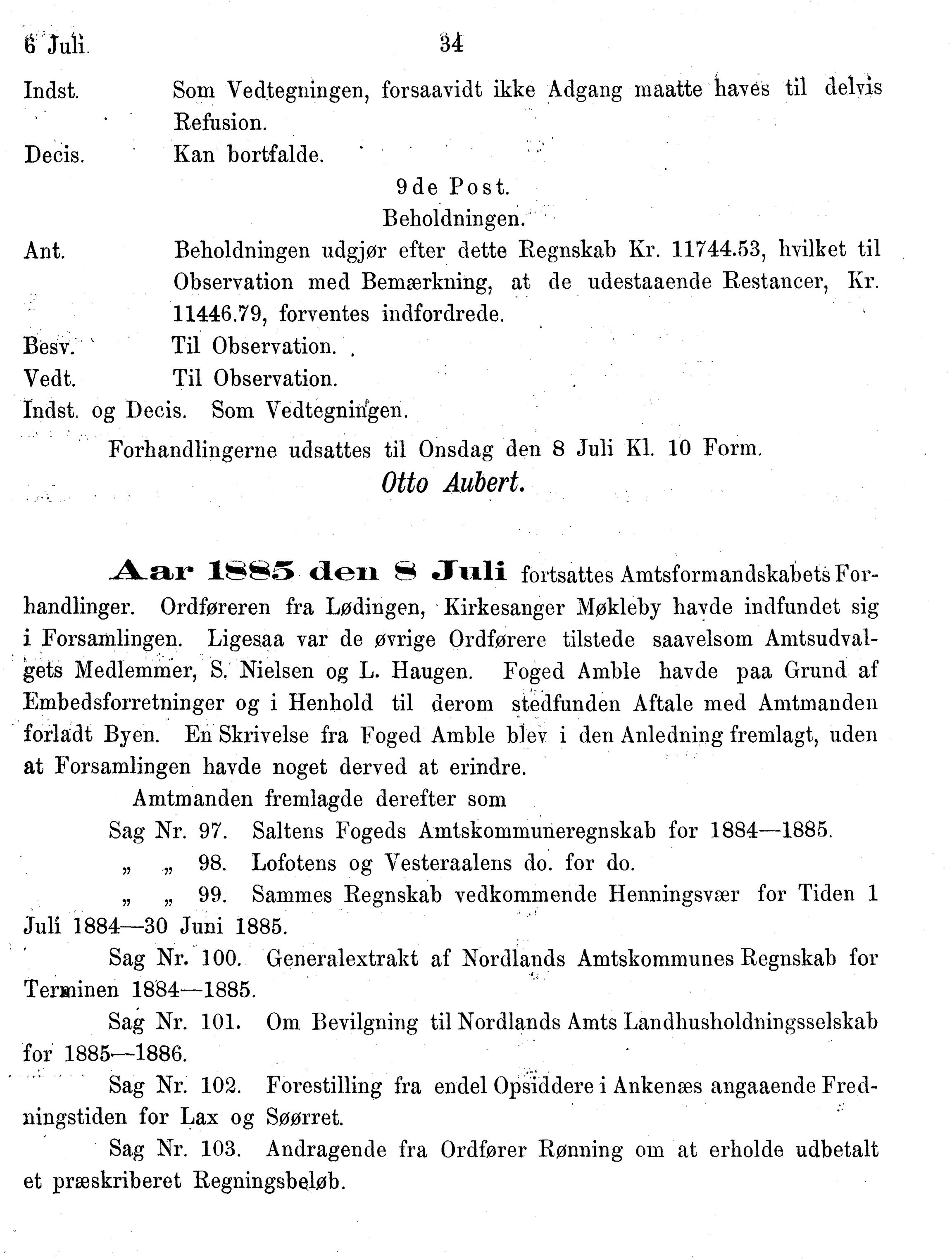 Nordland Fylkeskommune. Fylkestinget, AIN/NFK-17/176/A/Ac/L0014: Fylkestingsforhandlinger 1881-1885, 1881-1885, p. 34