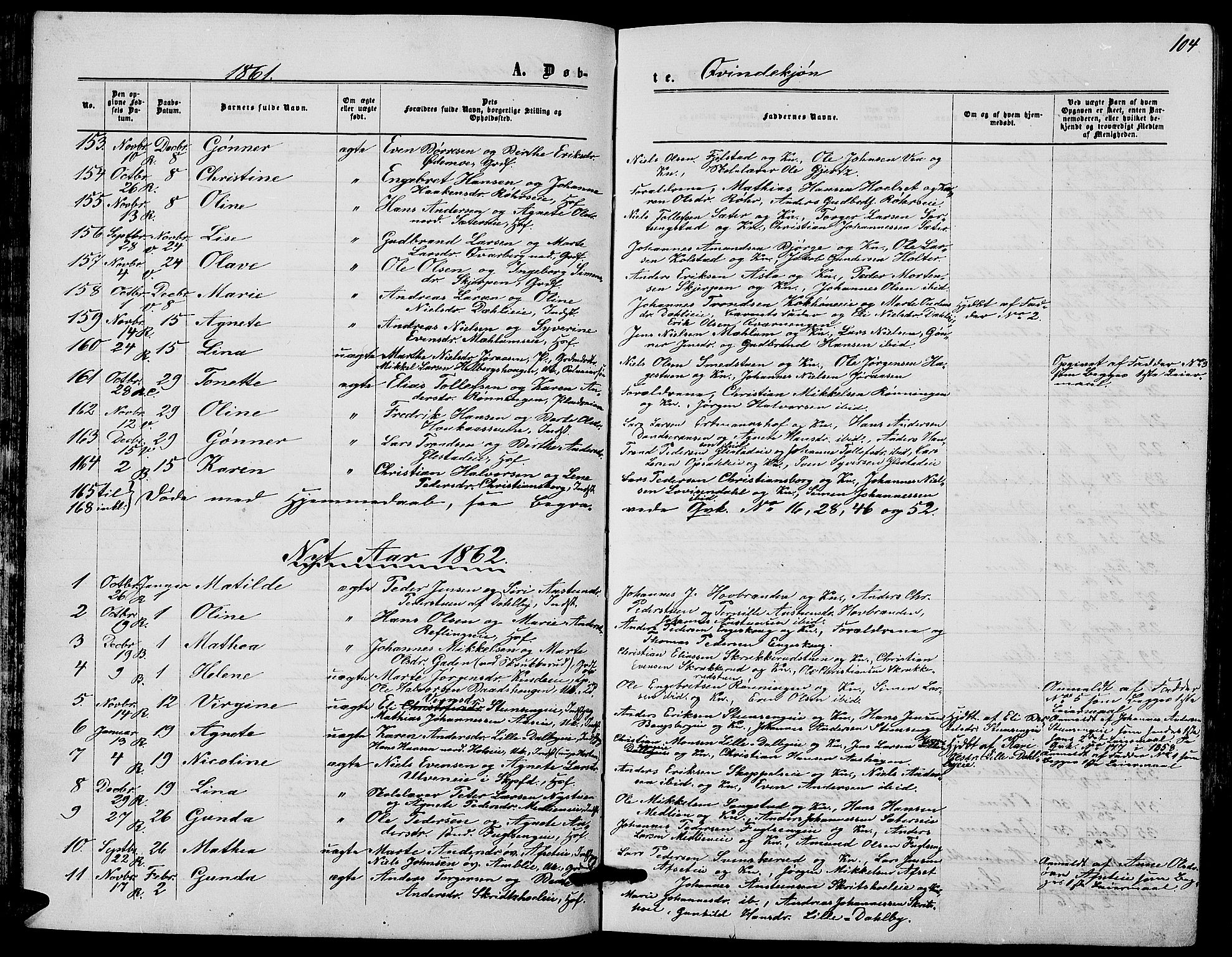 Ringsaker prestekontor, AV/SAH-PREST-014/L/La/L0007: Parish register (copy) no. 7, 1861-1869, p. 104