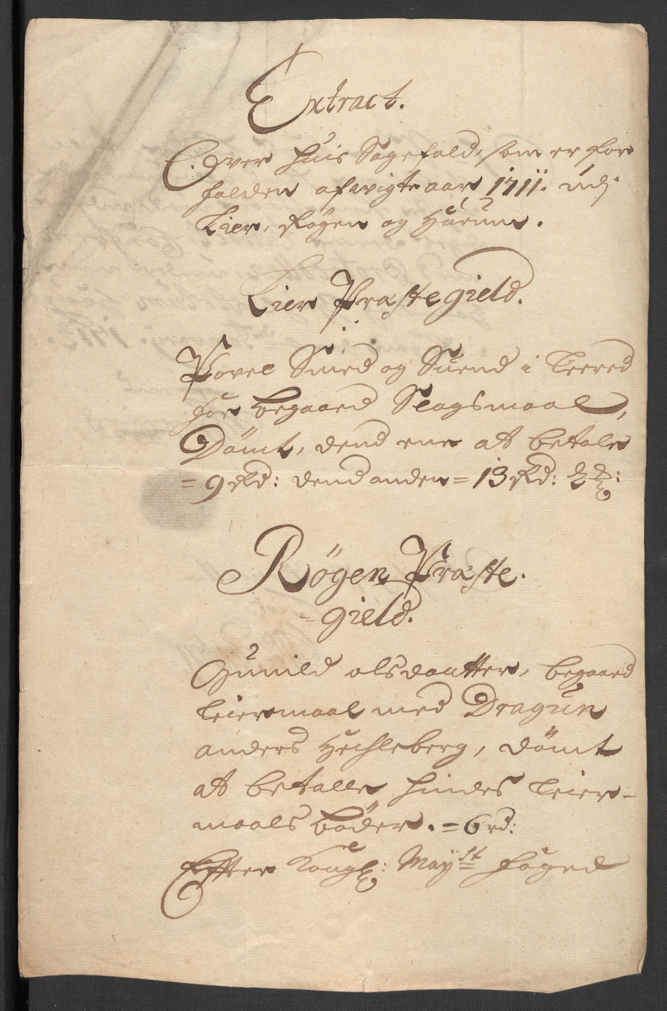 Rentekammeret inntil 1814, Reviderte regnskaper, Fogderegnskap, AV/RA-EA-4092/R31/L1705: Fogderegnskap Hurum, Røyken, Eiker, Lier og Buskerud, 1711, p. 26