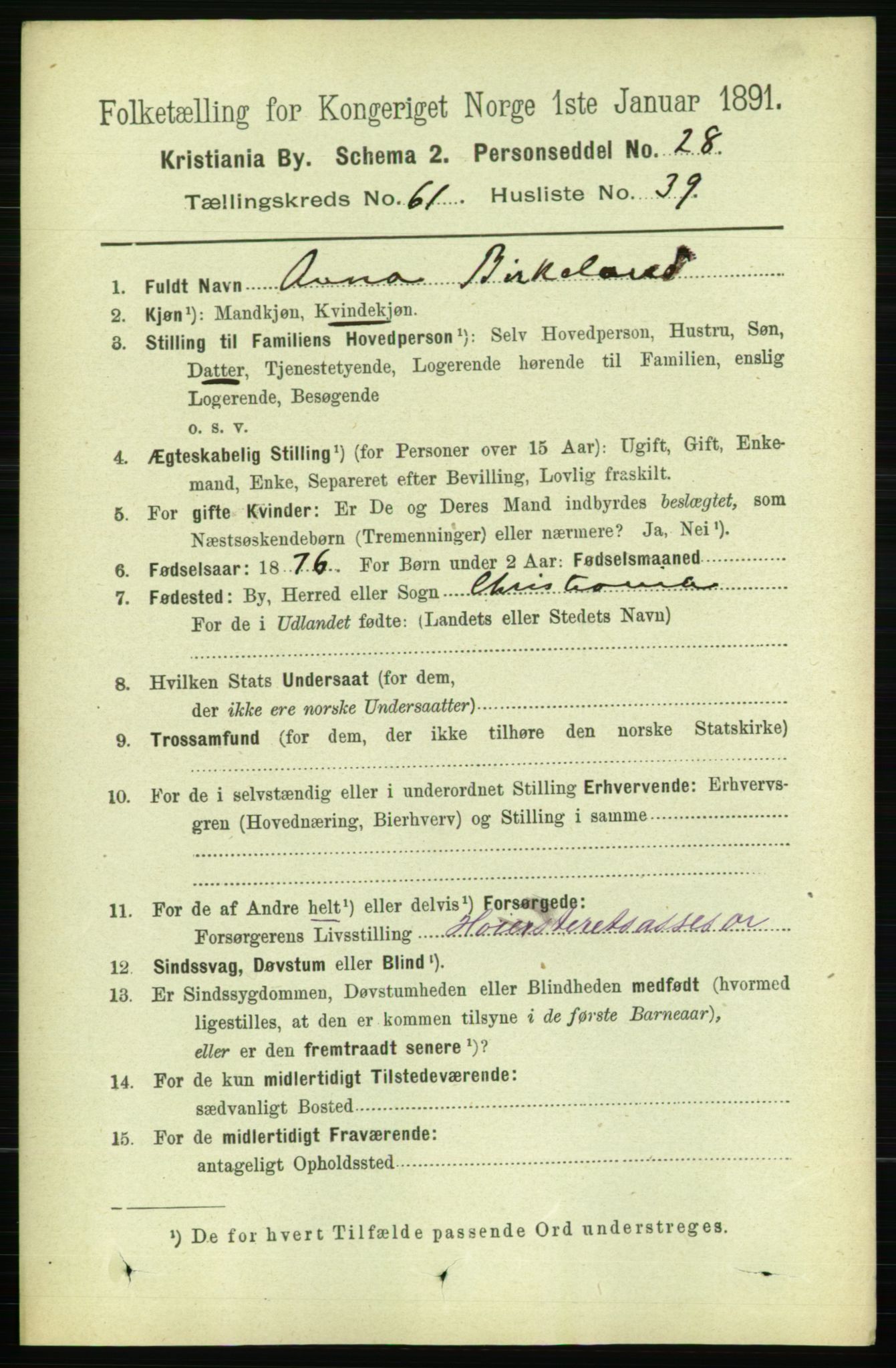 RA, 1891 census for 0301 Kristiania, 1891, p. 32929