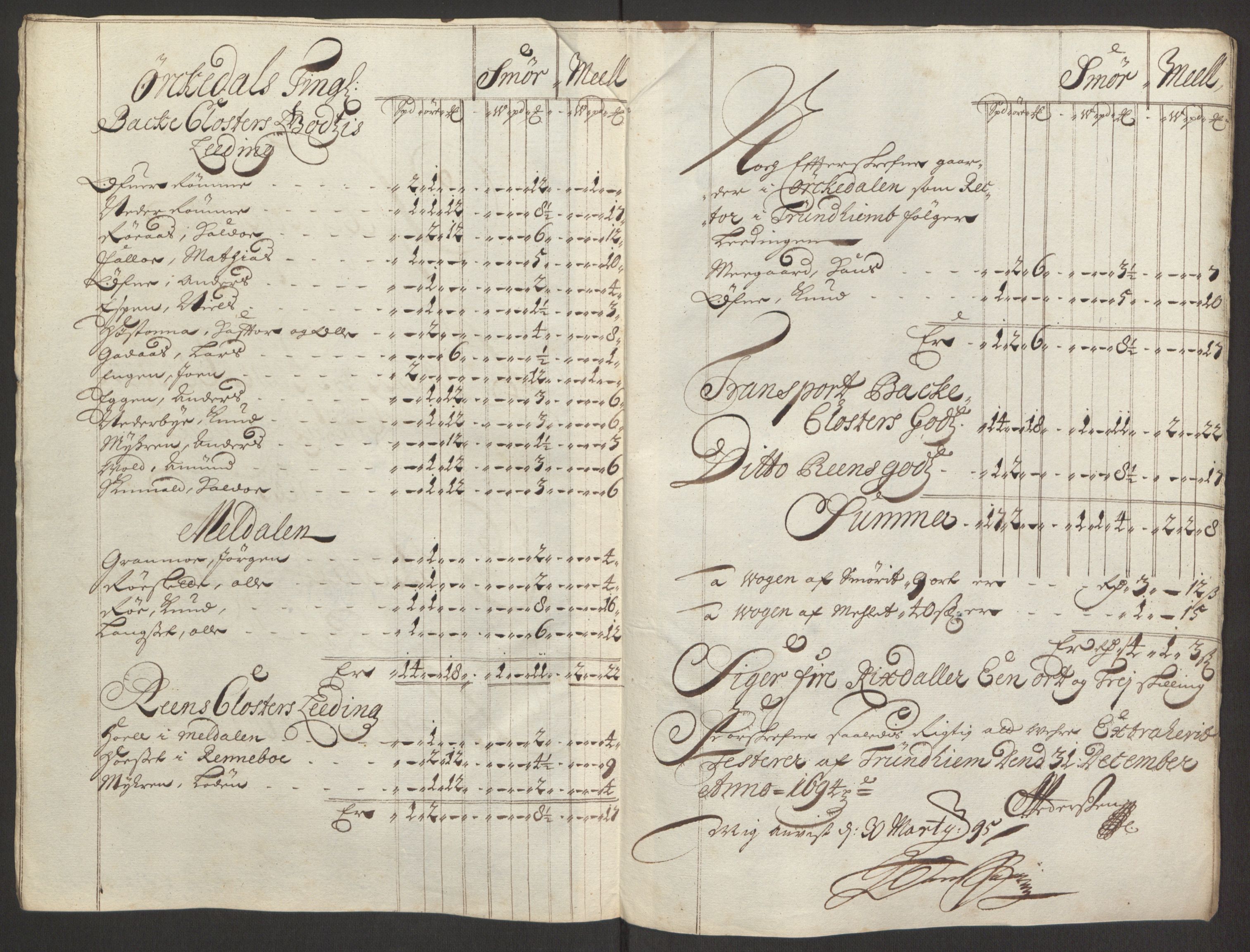 Rentekammeret inntil 1814, Reviderte regnskaper, Fogderegnskap, RA/EA-4092/R60/L3944: Fogderegnskap Orkdal og Gauldal, 1694, p. 190
