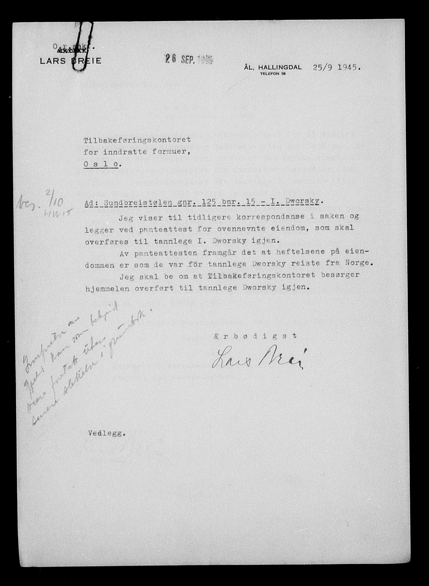 Justisdepartementet, Tilbakeføringskontoret for inndratte formuer, AV/RA-S-1564/H/Hc/Hcc/L0931: --, 1945-1947, p. 471