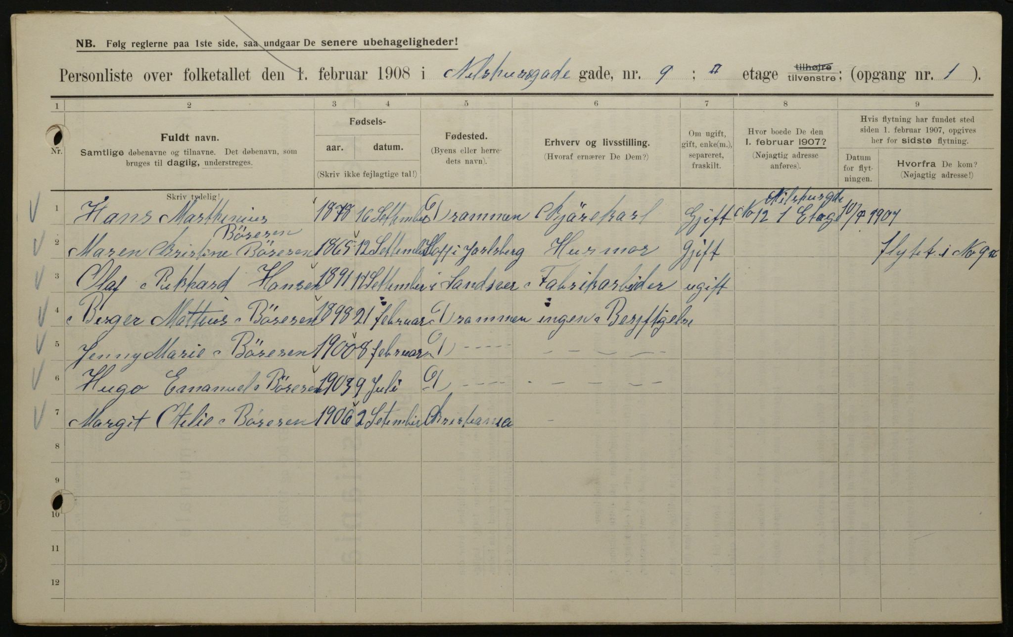 OBA, Municipal Census 1908 for Kristiania, 1908, p. 63660