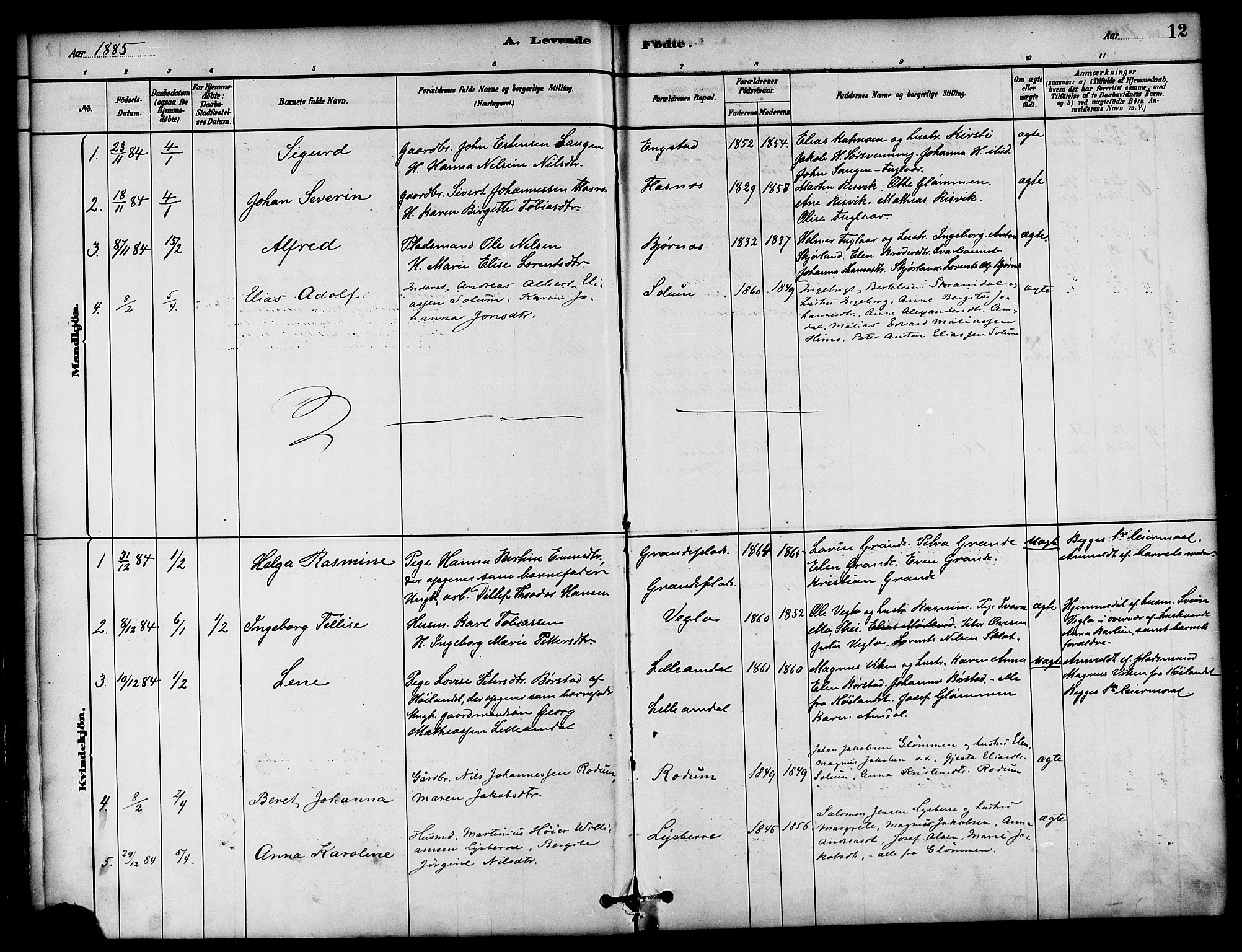 Ministerialprotokoller, klokkerbøker og fødselsregistre - Nord-Trøndelag, SAT/A-1458/764/L0555: Parish register (official) no. 764A10, 1881-1896, p. 12