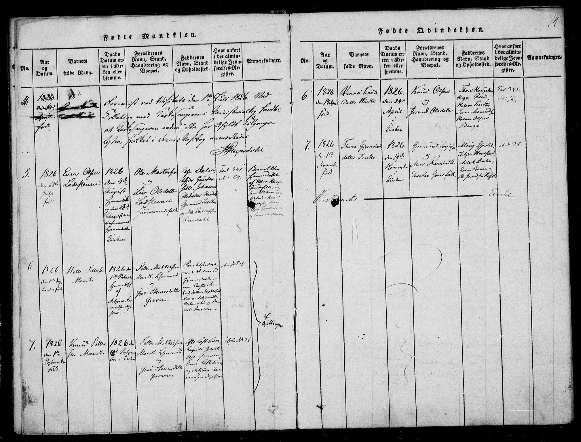 Lårdal kirkebøker, SAKO/A-284/F/Fb/L0001: Parish register (official) no. II 1, 1815-1860, p. 14