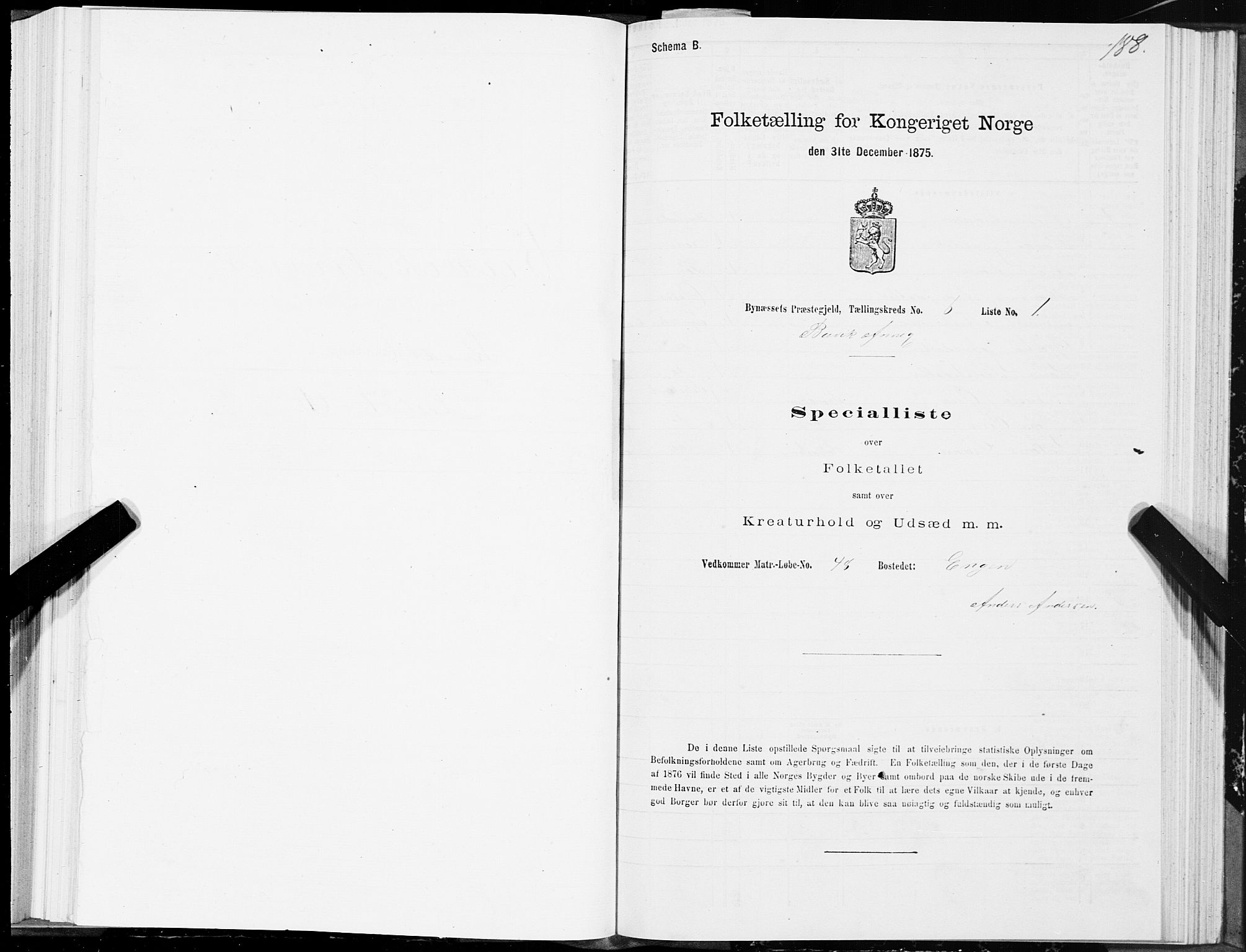 SAT, 1875 census for 1655P Byneset, 1875, p. 3188