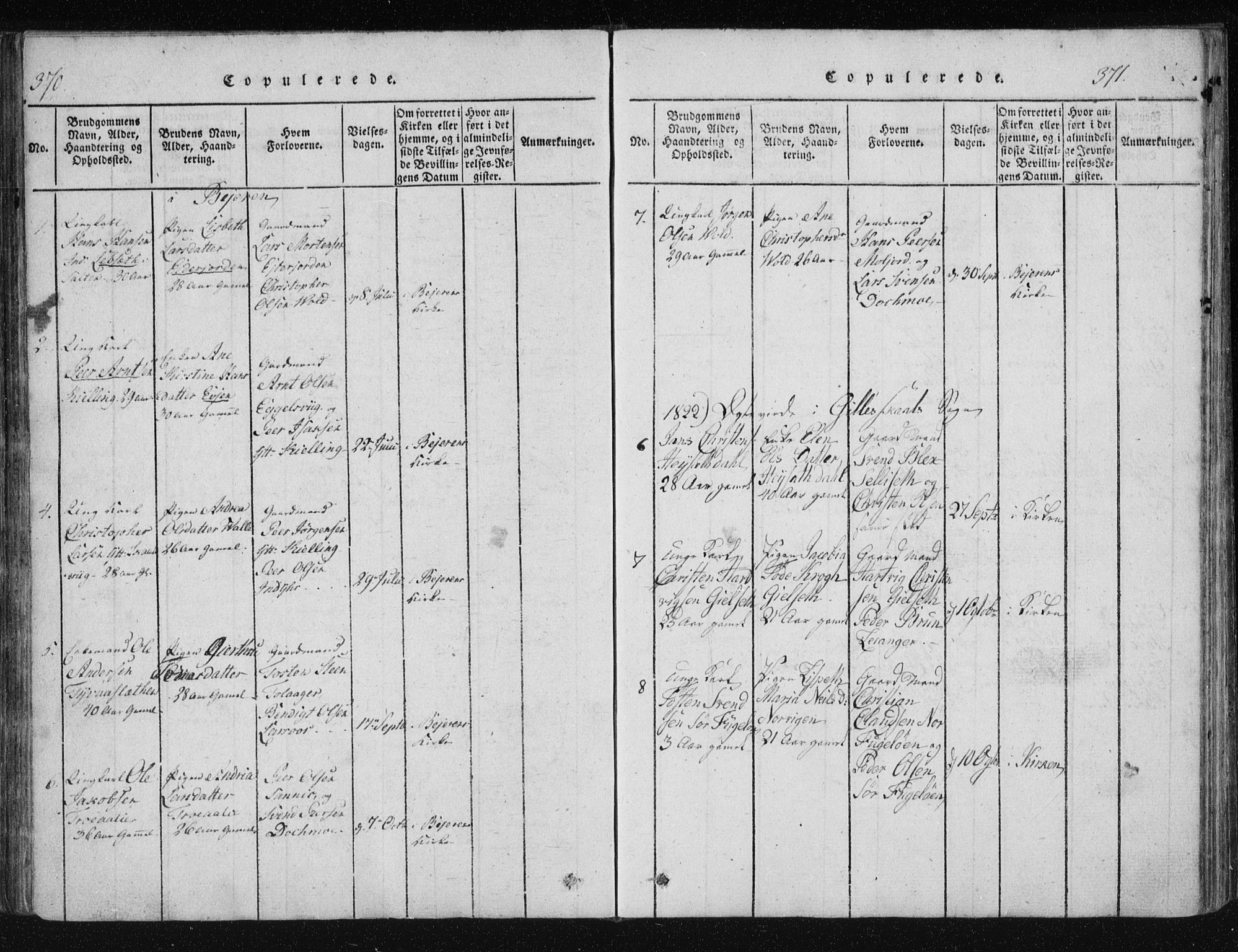 Ministerialprotokoller, klokkerbøker og fødselsregistre - Nordland, AV/SAT-A-1459/805/L0096: Parish register (official) no. 805A03, 1820-1837, p. 370-371