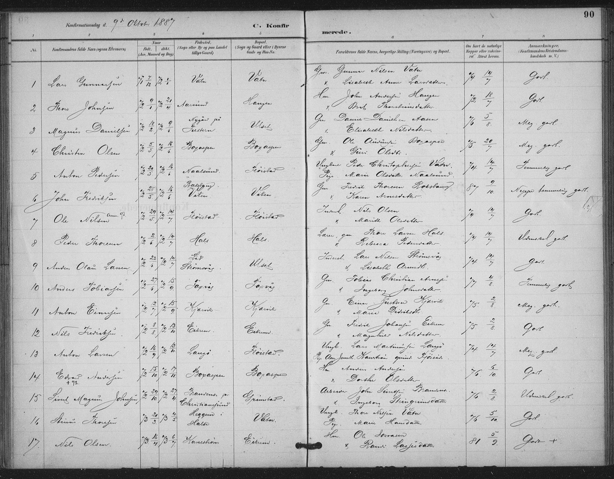 Ministerialprotokoller, klokkerbøker og fødselsregistre - Møre og Romsdal, AV/SAT-A-1454/587/L1000: Parish register (official) no. 587A02, 1887-1910, p. 90