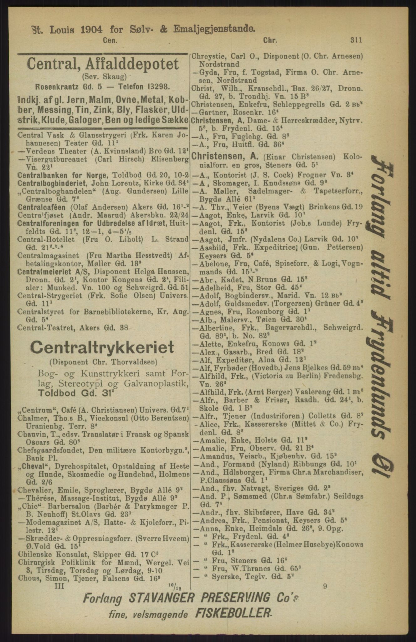 Kristiania/Oslo adressebok, PUBL/-, 1911, p. 311