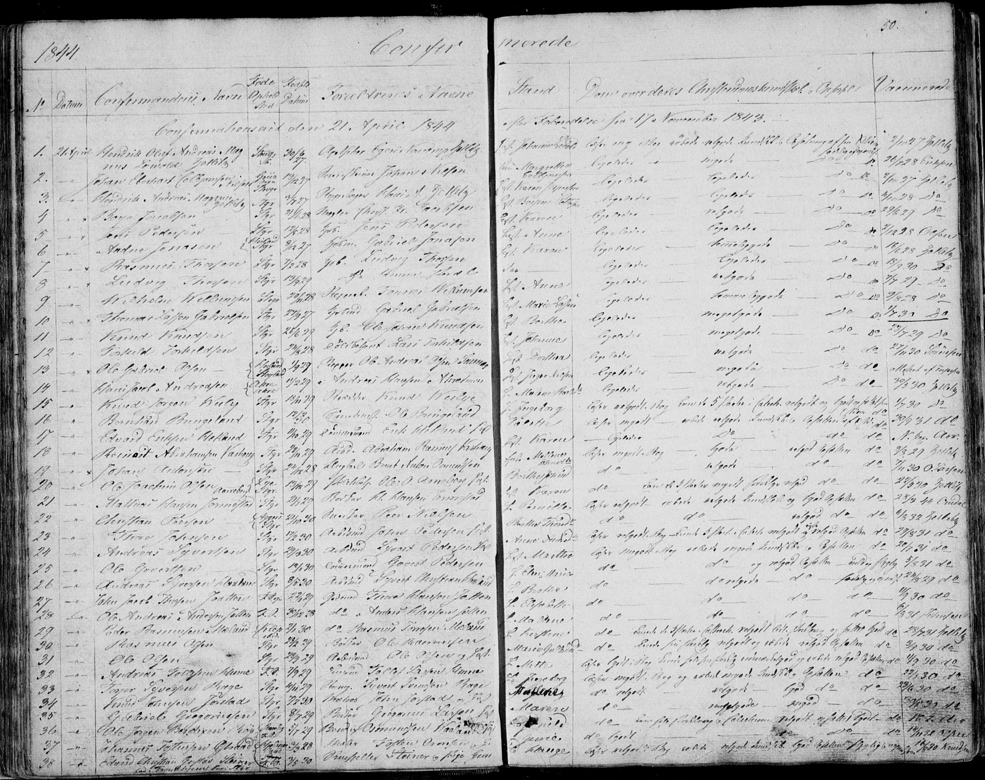 Domkirken sokneprestkontor, SAST/A-101812/001/30/30BA/L0013: Parish register (official) no. A 12, 1823-1861, p. 50