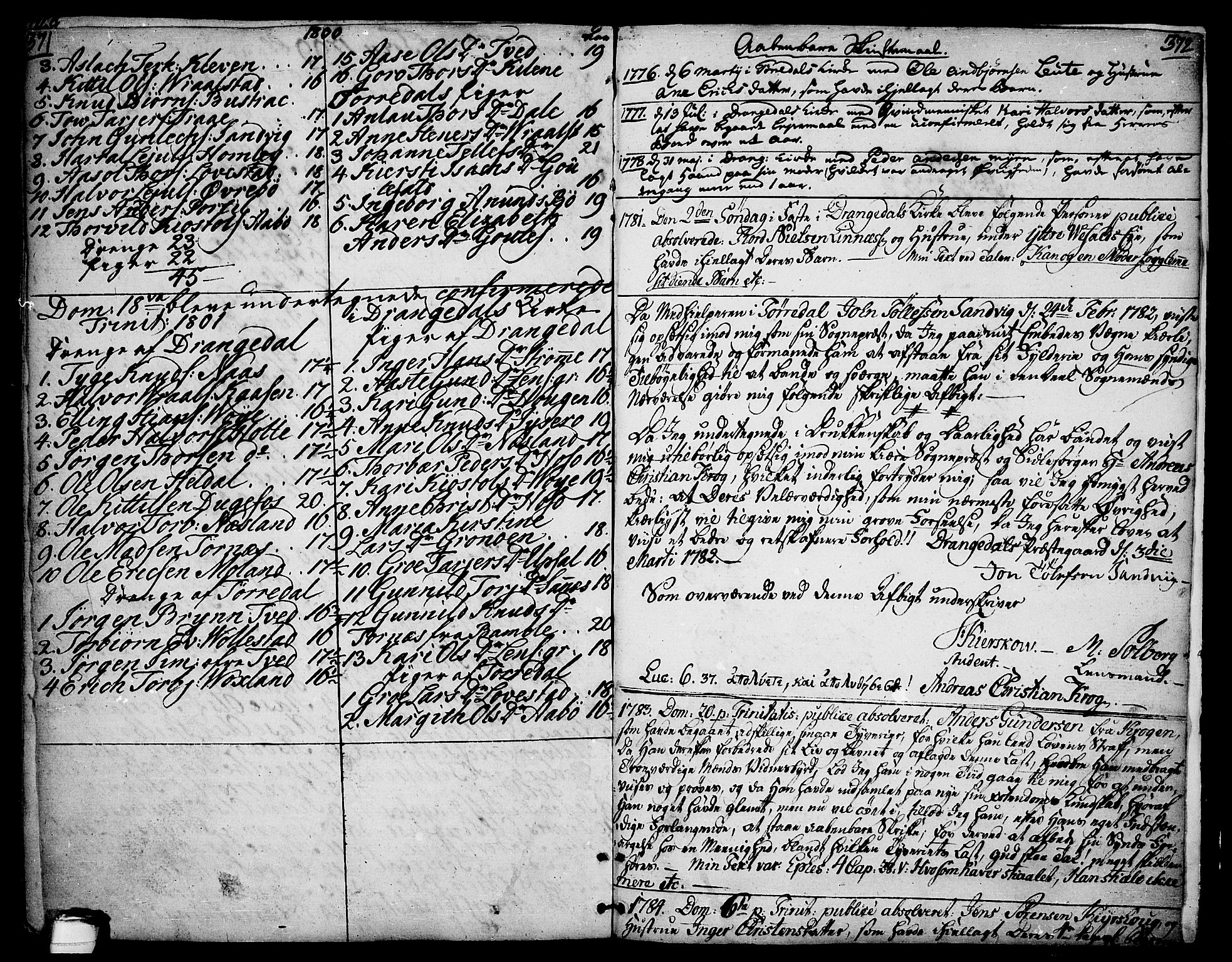 Drangedal kirkebøker, AV/SAKO-A-258/F/Fa/L0003: Parish register (official) no. 3, 1768-1814, p. 371-372