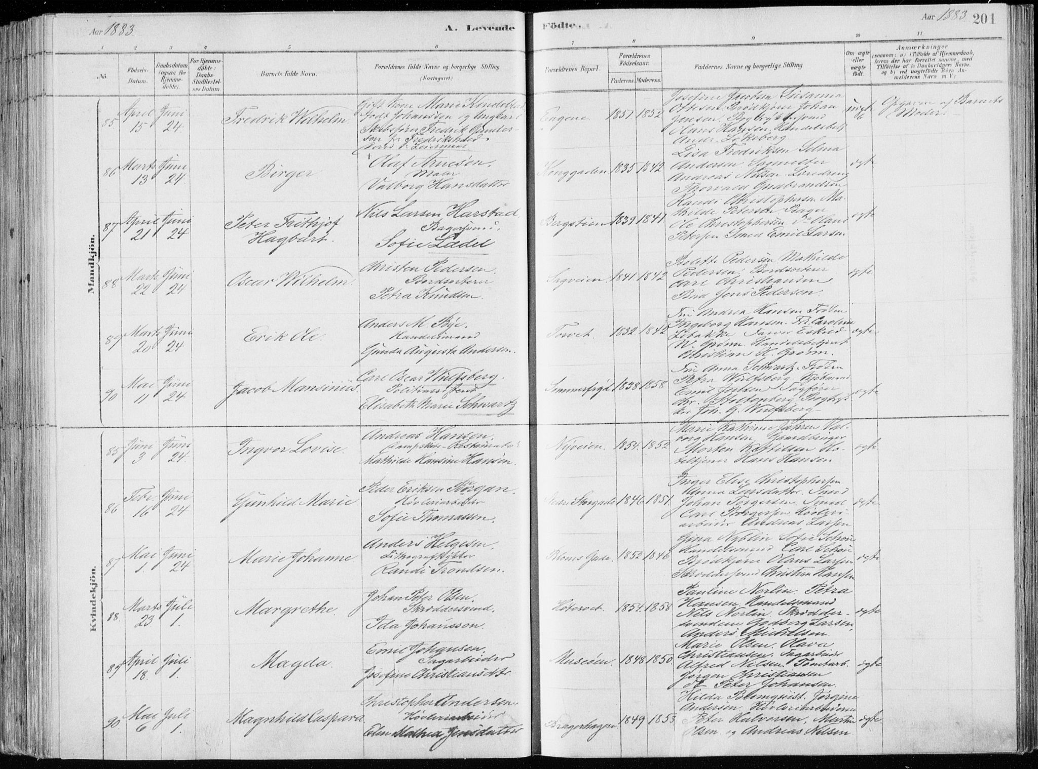 Bragernes kirkebøker, SAKO/A-6/F/Fb/L0006a: Parish register (official) no. II 6A, 1878-1885, p. 201
