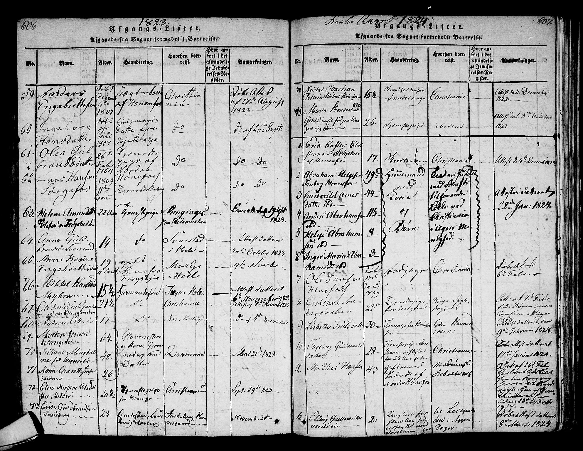 Norderhov kirkebøker, SAKO/A-237/F/Fa/L0008: Parish register (official) no. 8, 1814-1833, p. 606-607