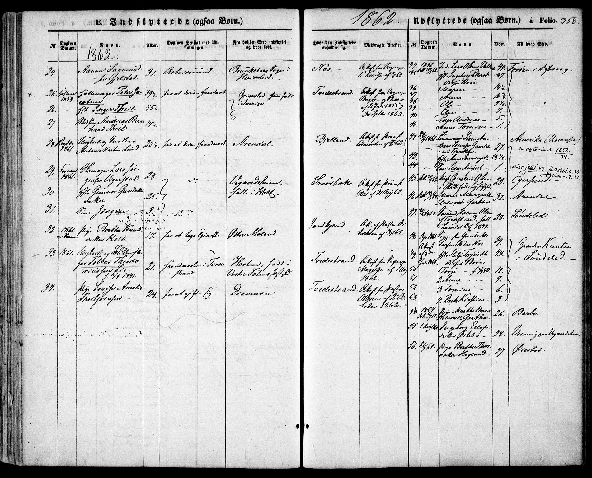 Holt sokneprestkontor, AV/SAK-1111-0021/F/Fa/L0009: Parish register (official) no. A 9, 1861-1871, p. 358