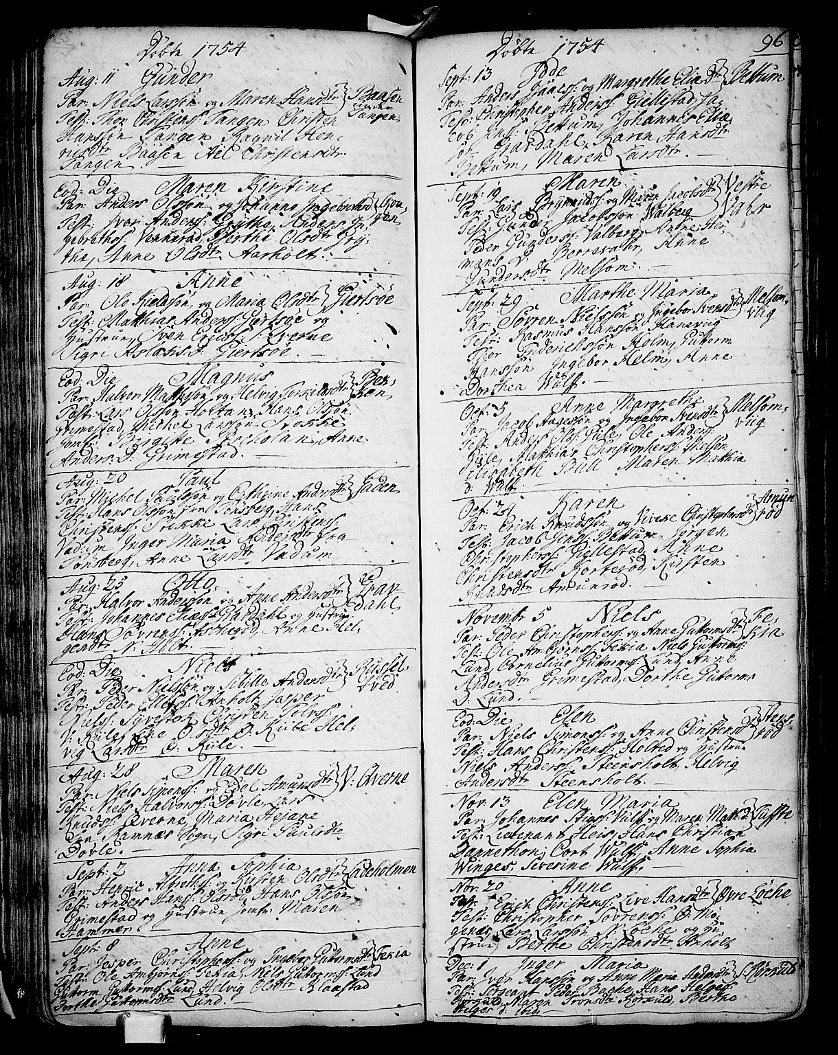 Stokke kirkebøker, AV/SAKO-A-320/F/Fa/L0002: Parish register (official) no. I 2, 1732-1770, p. 96