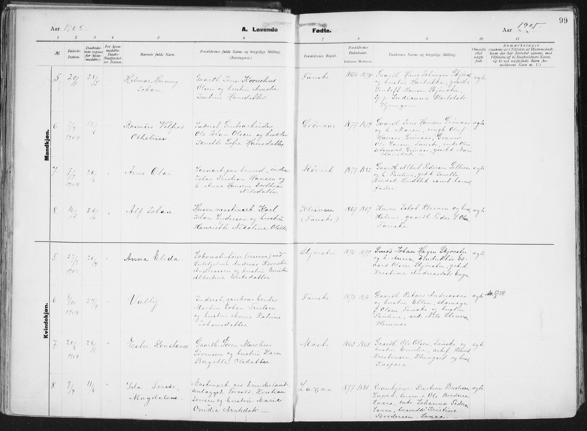 Ministerialprotokoller, klokkerbøker og fødselsregistre - Nordland, AV/SAT-A-1459/849/L0696: Parish register (official) no. 849A08, 1898-1910, p. 99