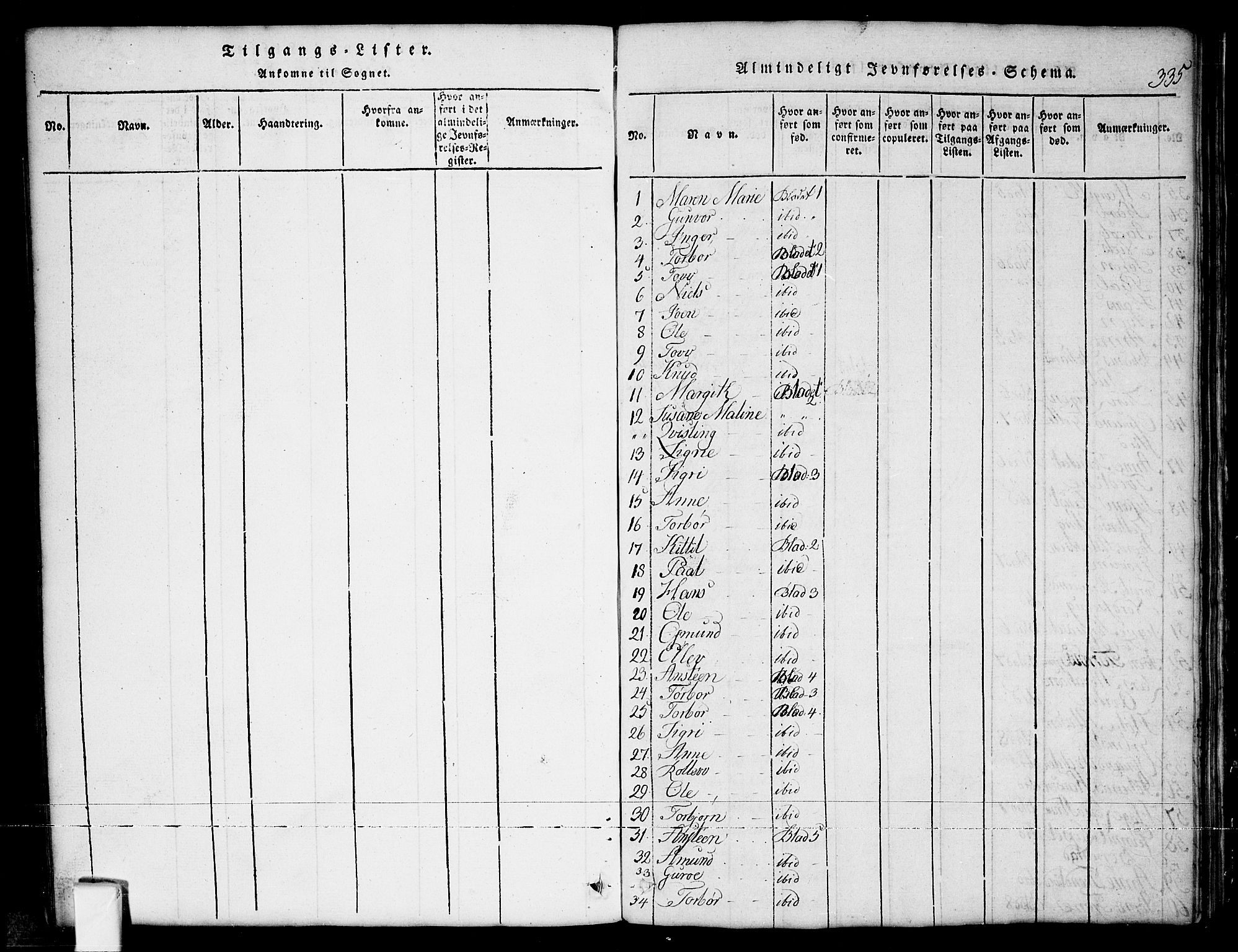 Nissedal kirkebøker, SAKO/A-288/G/Ga/L0001: Parish register (copy) no. I 1, 1814-1860, p. 335