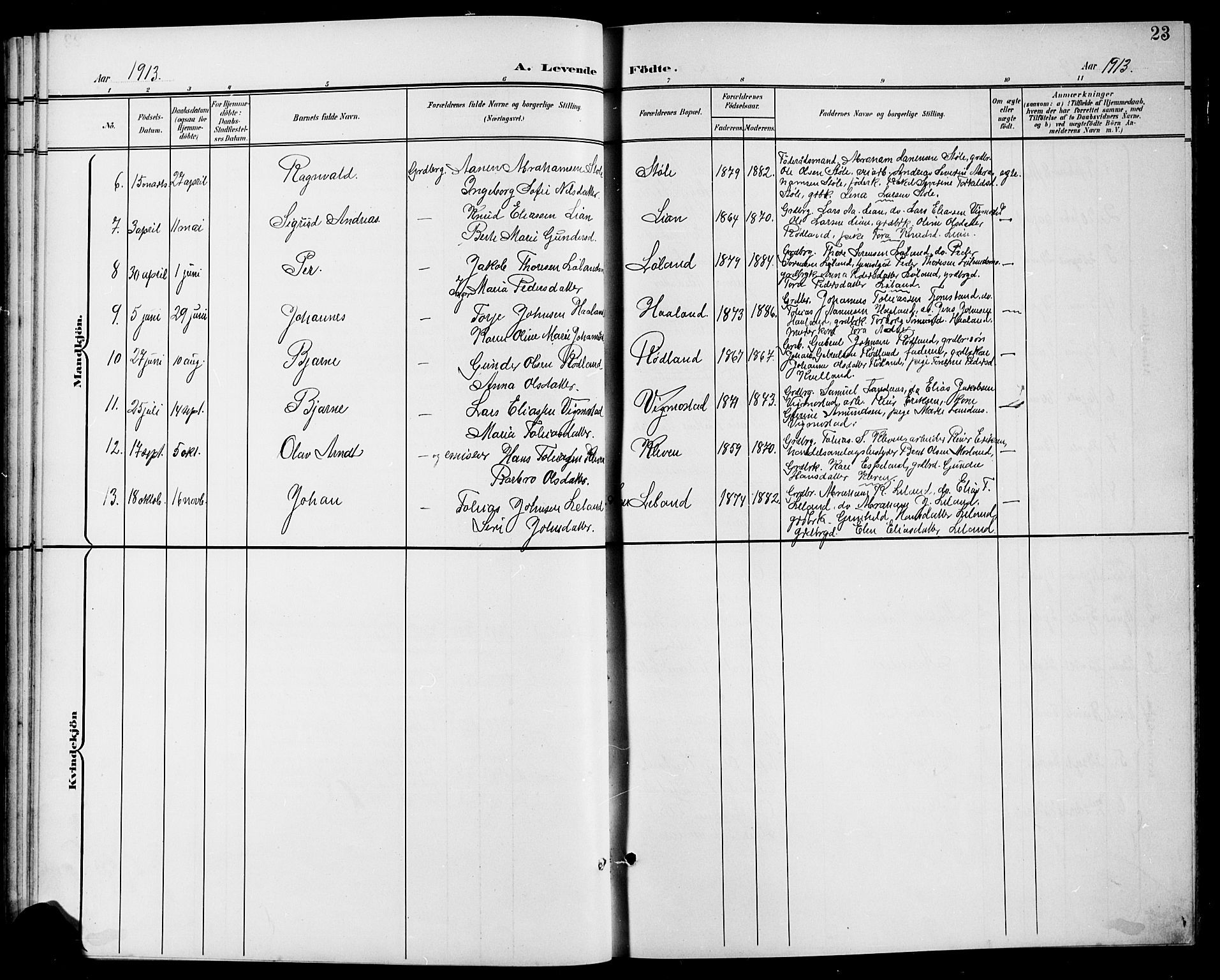 Nord-Audnedal sokneprestkontor, AV/SAK-1111-0032/F/Fb/Fbb/L0004: Parish register (copy) no. B 4, 1901-1917, p. 23