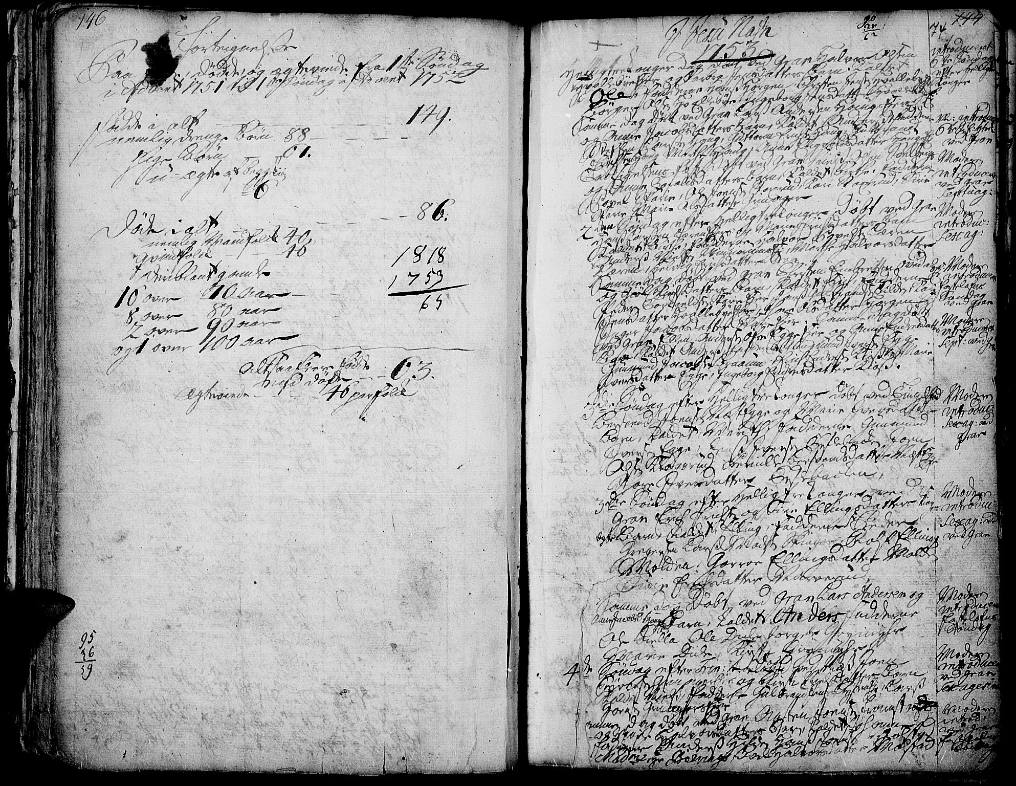 Gran prestekontor, SAH/PREST-112/H/Ha/Haa/L0003: Parish register (official) no. 3, 1745-1758, p. 74