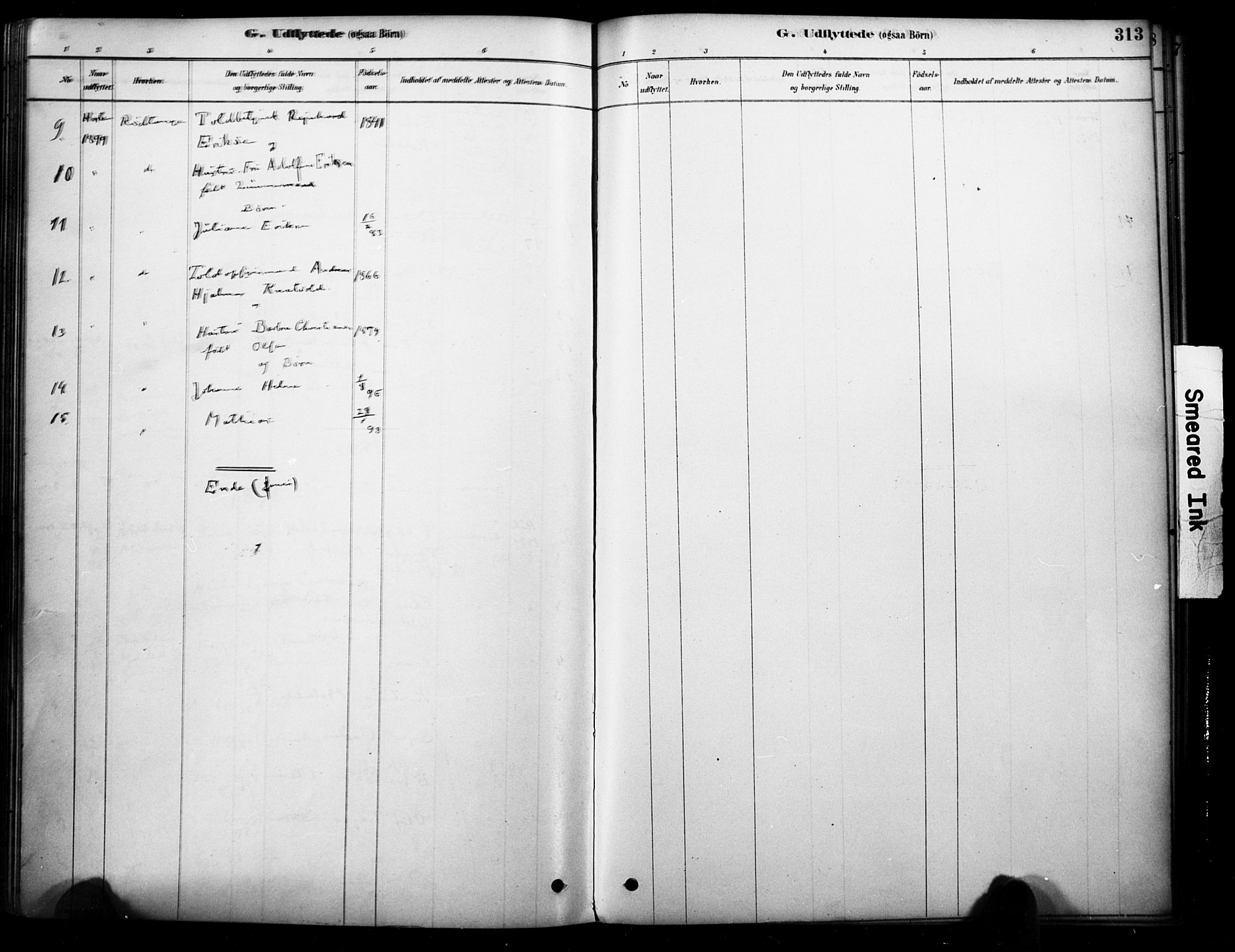 Strømm kirkebøker, AV/SAKO-A-322/F/Fb/L0001: Parish register (official) no. II 1, 1878-1899, p. 313