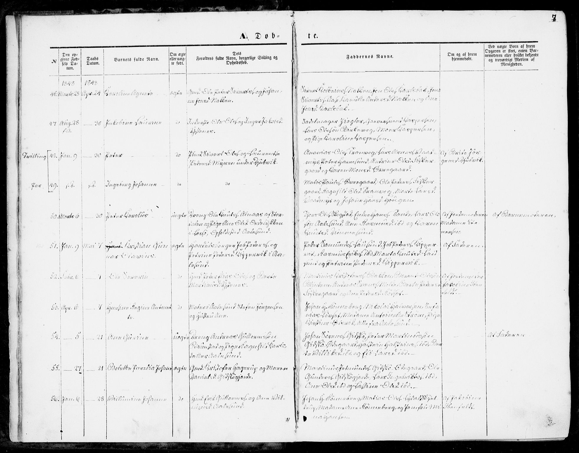 Ministerialprotokoller, klokkerbøker og fødselsregistre - Møre og Romsdal, AV/SAT-A-1454/528/L0397: Parish register (official) no. 528A08, 1848-1858, p. 7