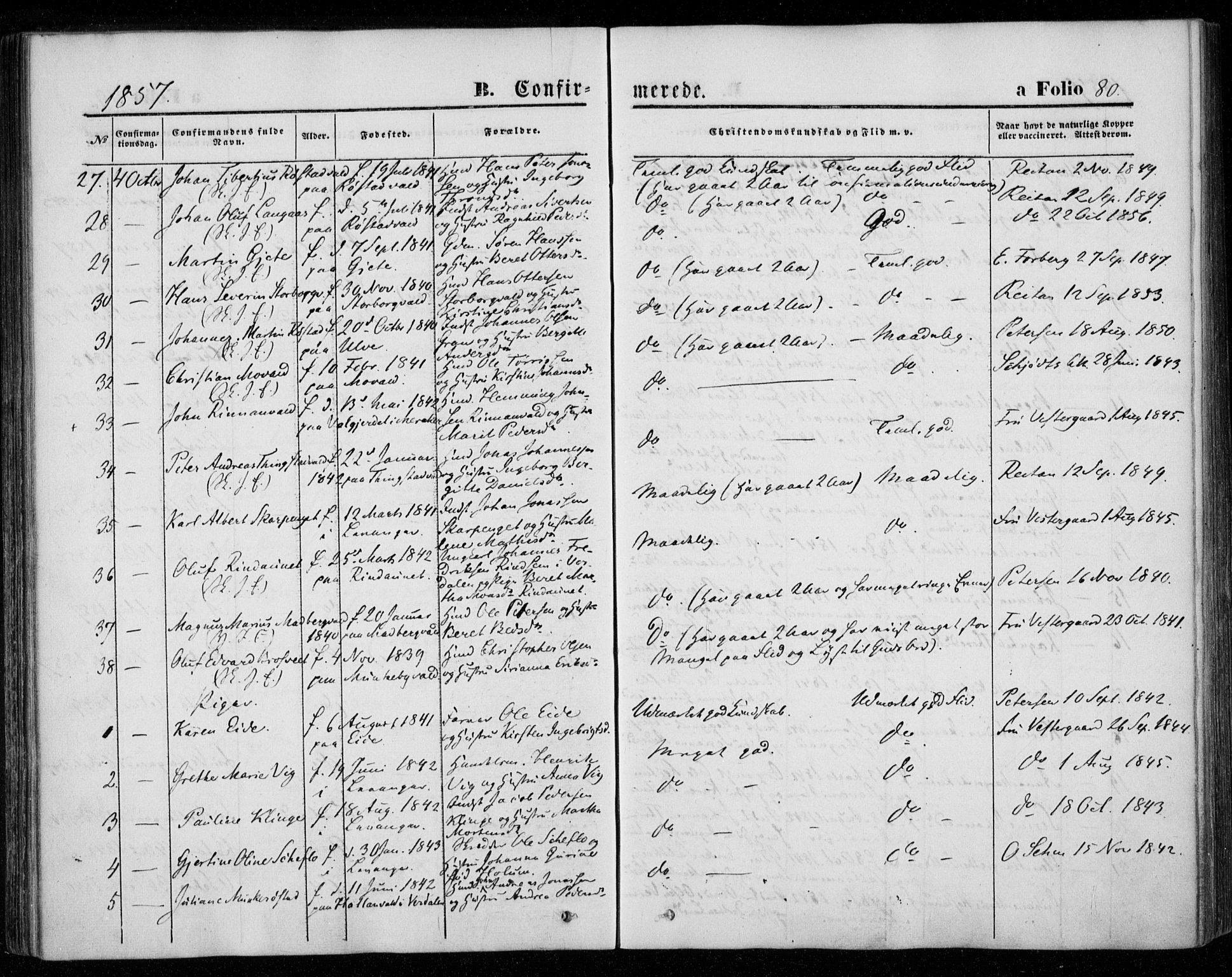 Ministerialprotokoller, klokkerbøker og fødselsregistre - Nord-Trøndelag, AV/SAT-A-1458/720/L0184: Parish register (official) no. 720A02 /1, 1855-1863, p. 80