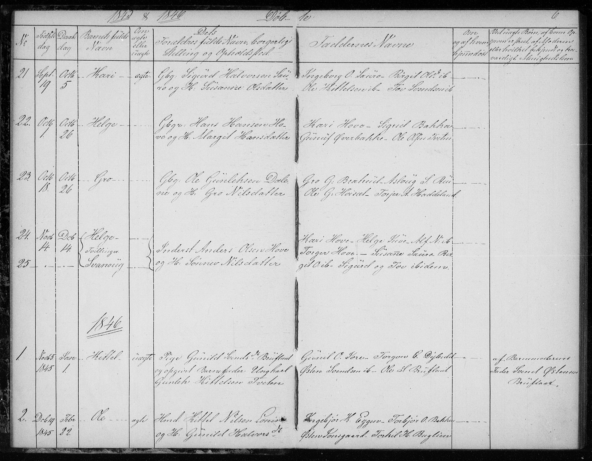 Gransherad kirkebøker, SAKO/A-267/F/Fb/L0003: Parish register (official) no. II 3, 1844-1859, p. 6