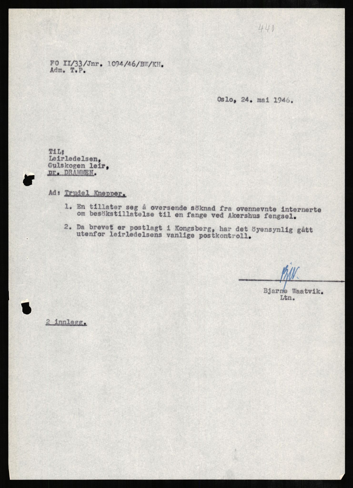 Forsvaret, Forsvarets overkommando II, AV/RA-RAFA-3915/D/Db/L0002: CI Questionaires. Tyske okkupasjonsstyrker i Norge. Tyskere., 1945-1946, p. 238