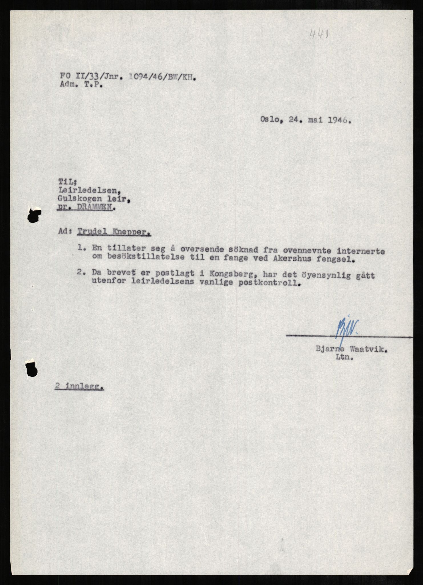 Forsvaret, Forsvarets overkommando II, RA/RAFA-3915/D/Db/L0002: CI Questionaires. Tyske okkupasjonsstyrker i Norge. Tyskere., 1945-1946, p. 238