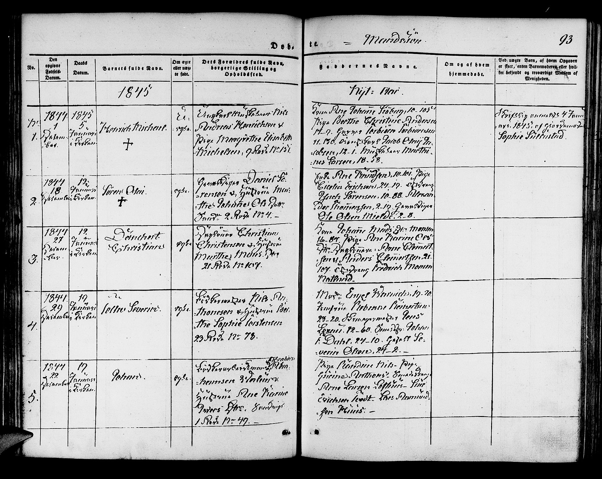 Korskirken sokneprestembete, SAB/A-76101/H/Hab: Parish register (copy) no. B 1, 1839-1847, p. 93