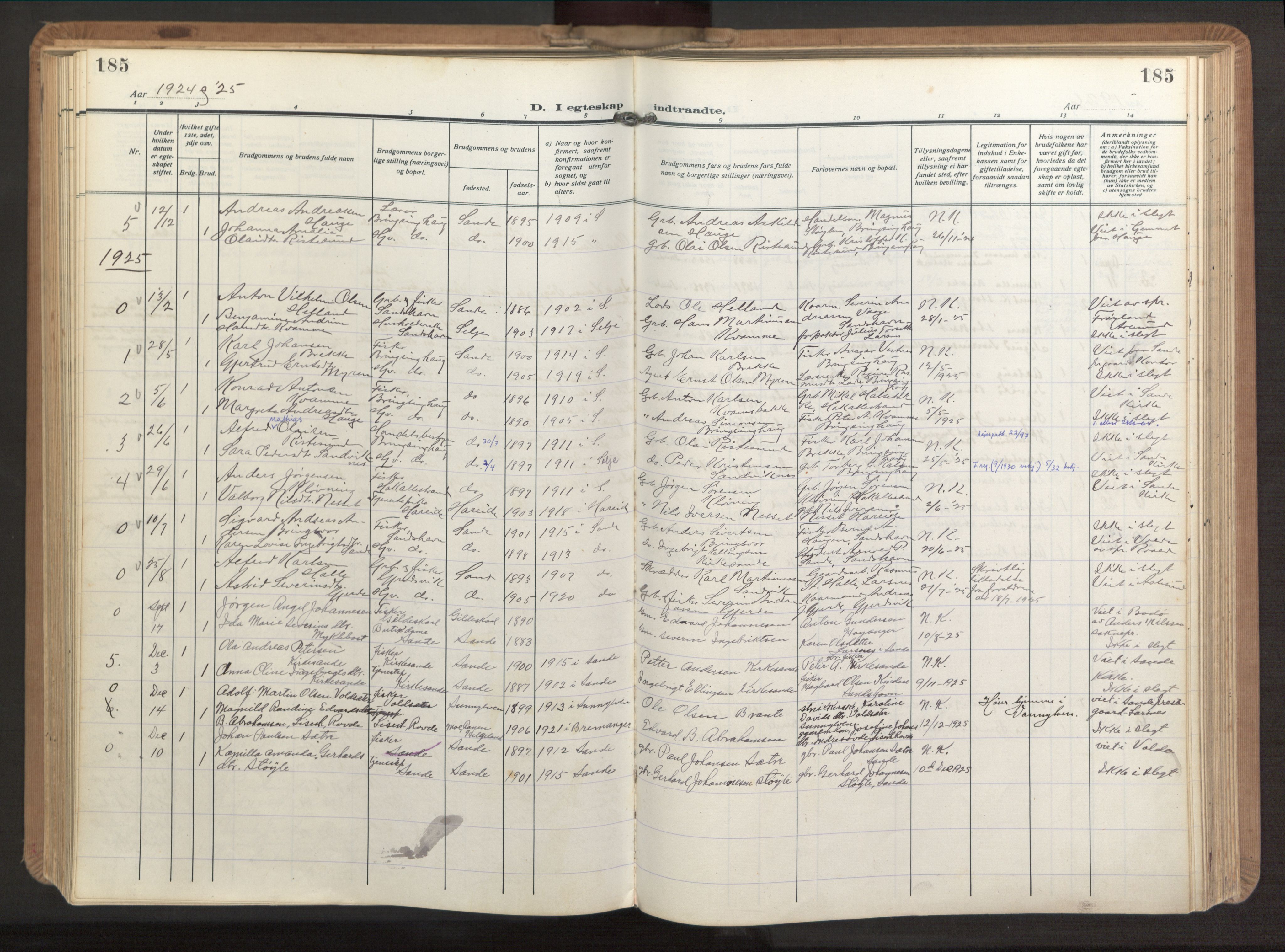 Ministerialprotokoller, klokkerbøker og fødselsregistre - Møre og Romsdal, AV/SAT-A-1454/503/L0044: Parish register (official) no. 503A12, 1918-1931, p. 185