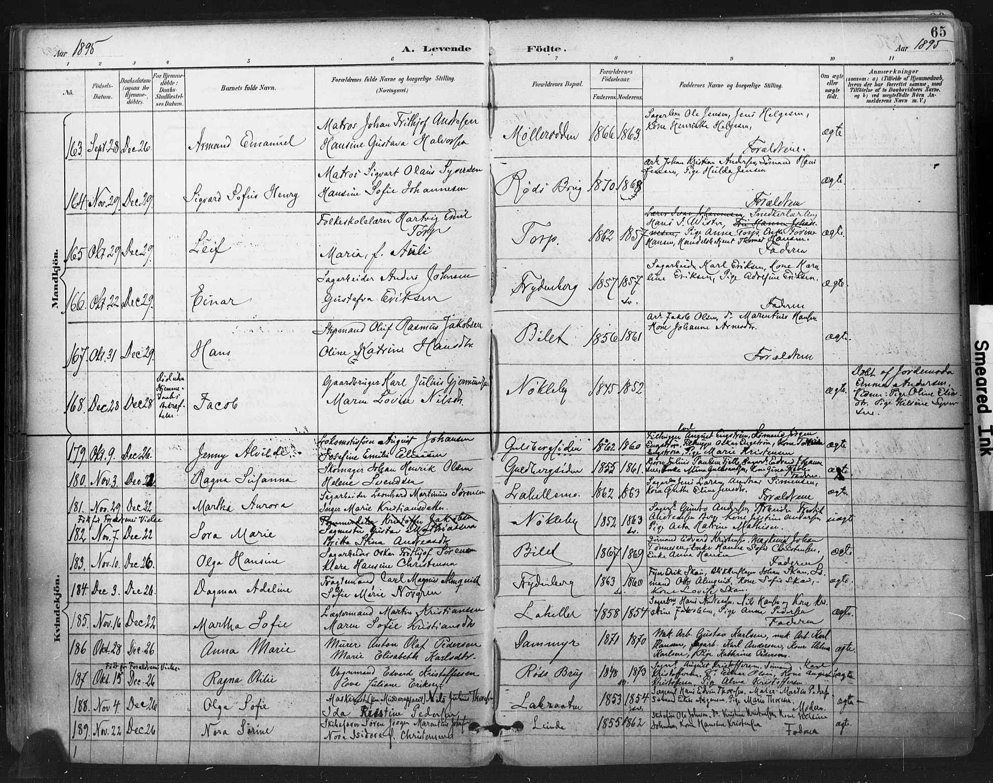 Glemmen prestekontor Kirkebøker, SAO/A-10908/F/Fa/L0013: Parish register (official) no. 13, 1892-1907, p. 65