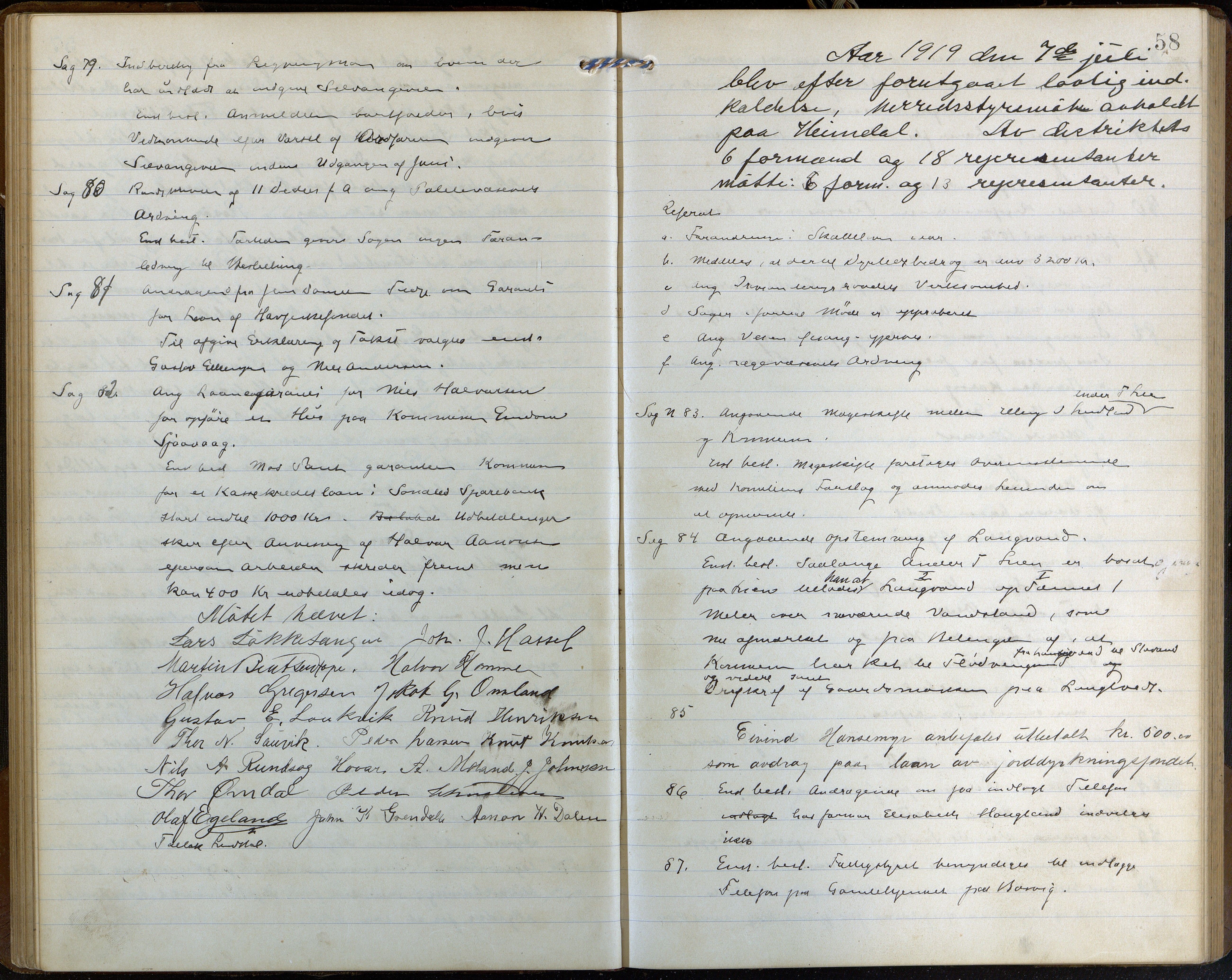 Søndeled kommune, AAKS/KA0913-PK/1/01/L0005: Forhandlingsprotokoll, 1916-1927, p. 58