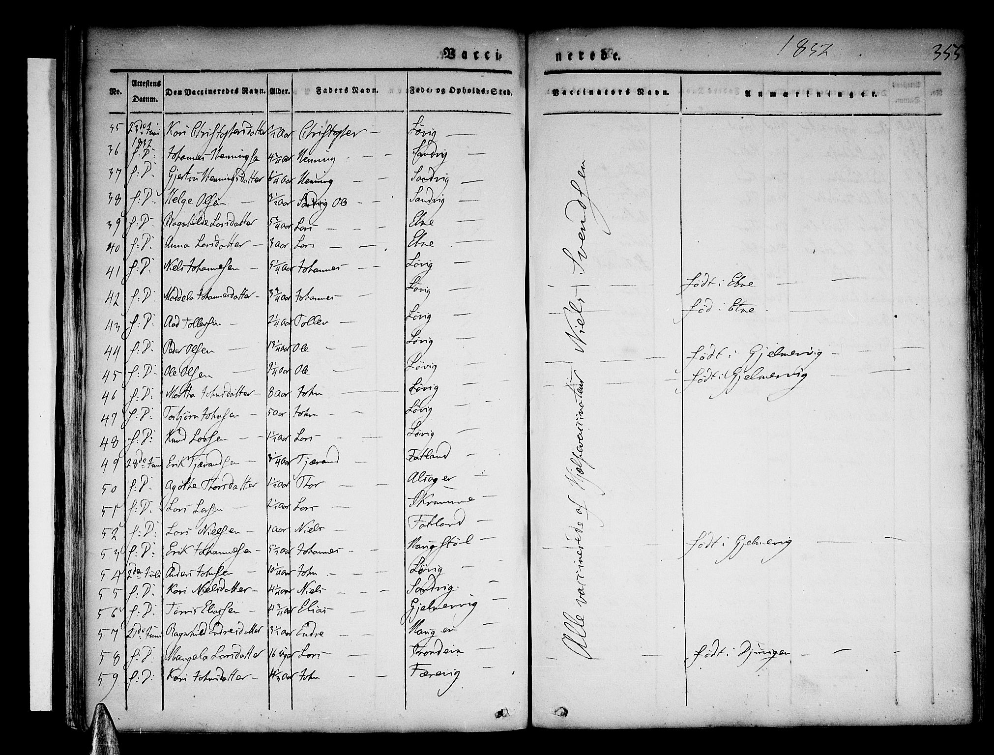 Skånevik sokneprestembete, AV/SAB-A-77801/H/Haa: Parish register (official) no. A 4, 1828-1848, p. 355