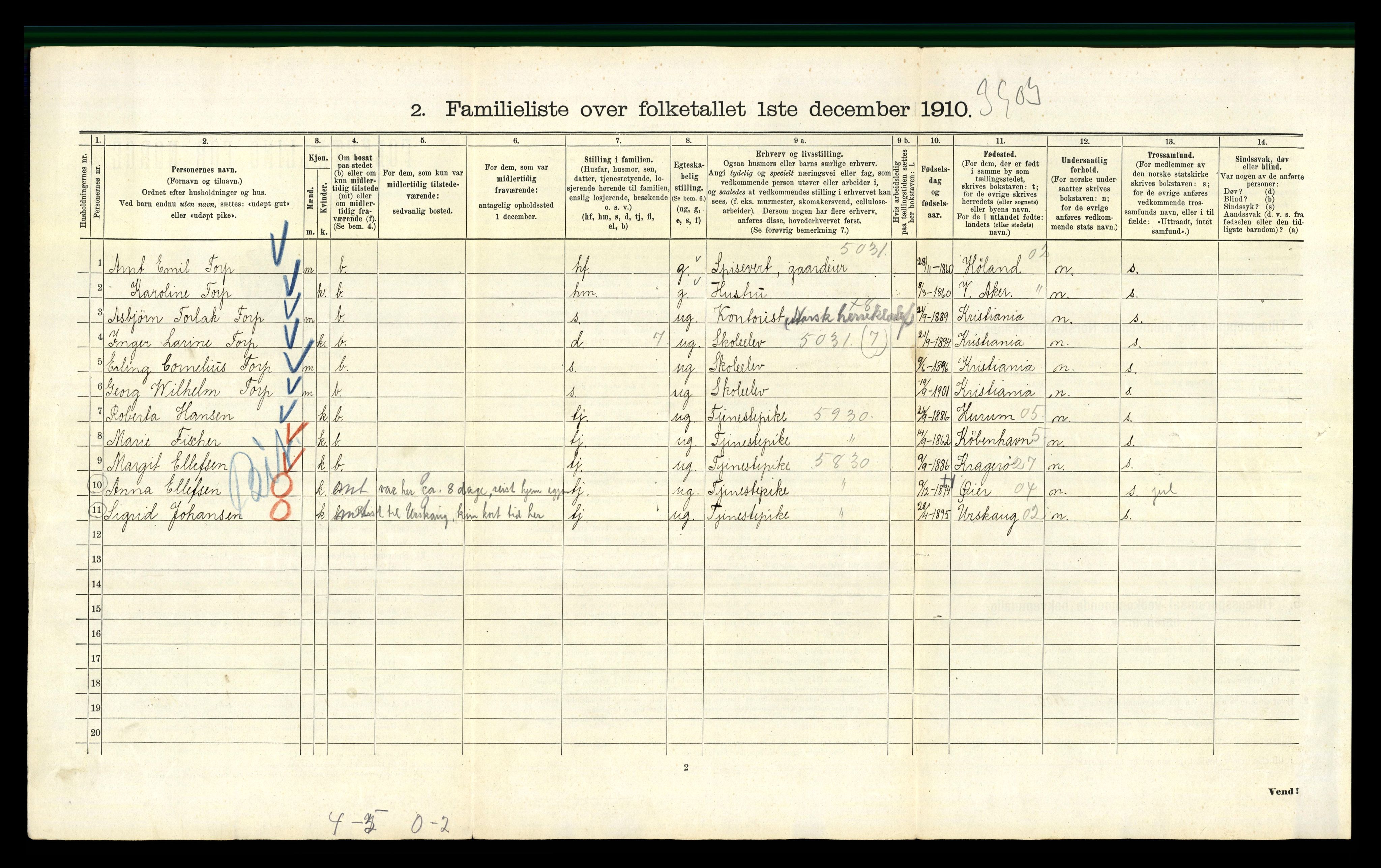 RA, 1910 census for Kristiania, 1910, p. 72206