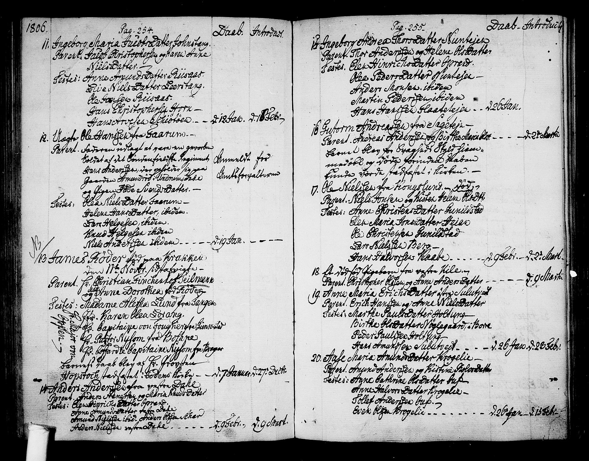 Ramnes kirkebøker, SAKO/A-314/F/Fa/L0003: Parish register (official) no. I 3, 1790-1813, p. 254-255
