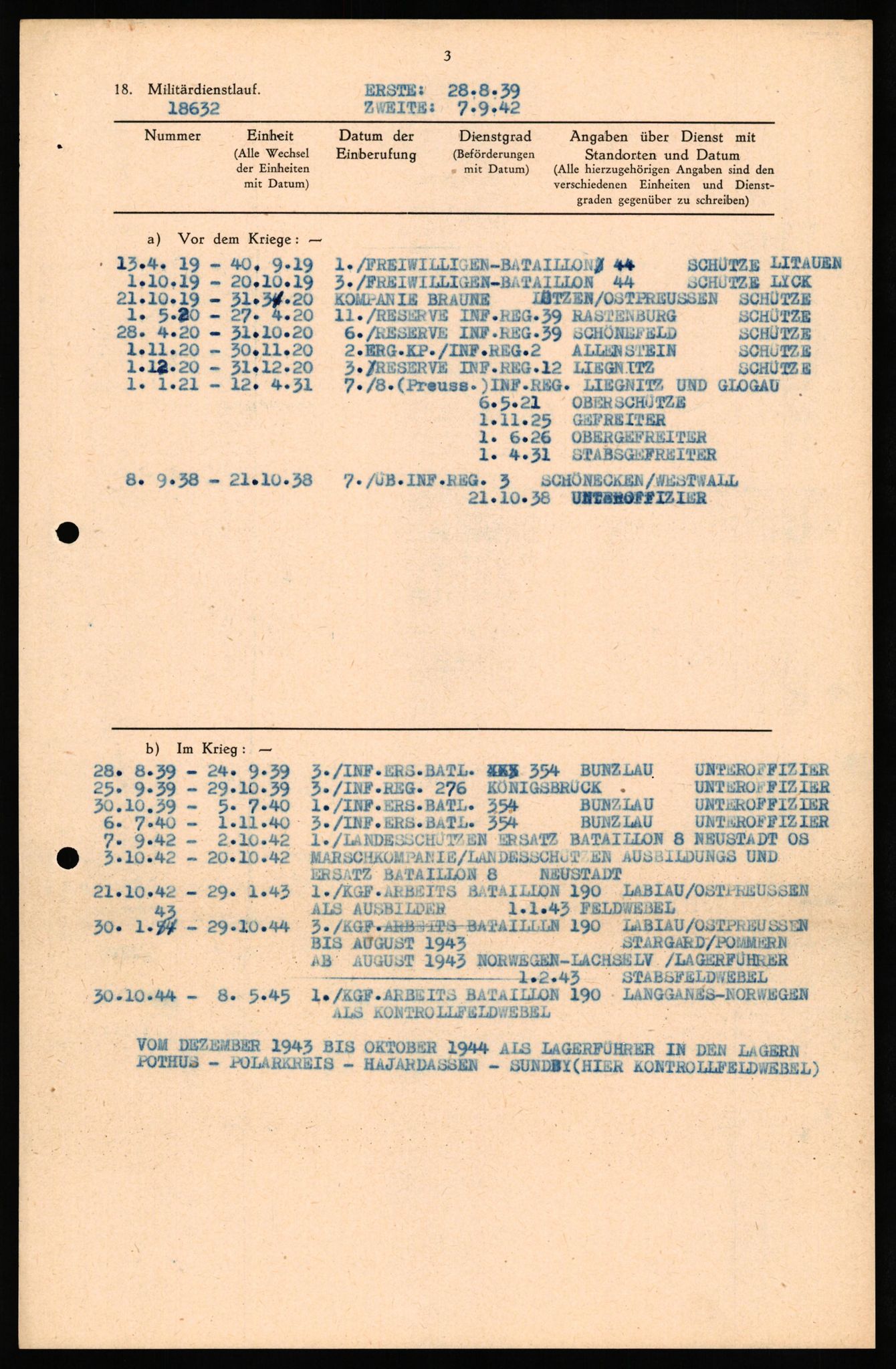 Forsvaret, Forsvarets overkommando II, RA/RAFA-3915/D/Db/L0035: CI Questionaires. Tyske okkupasjonsstyrker i Norge. Tyskere., 1945-1946, p. 65