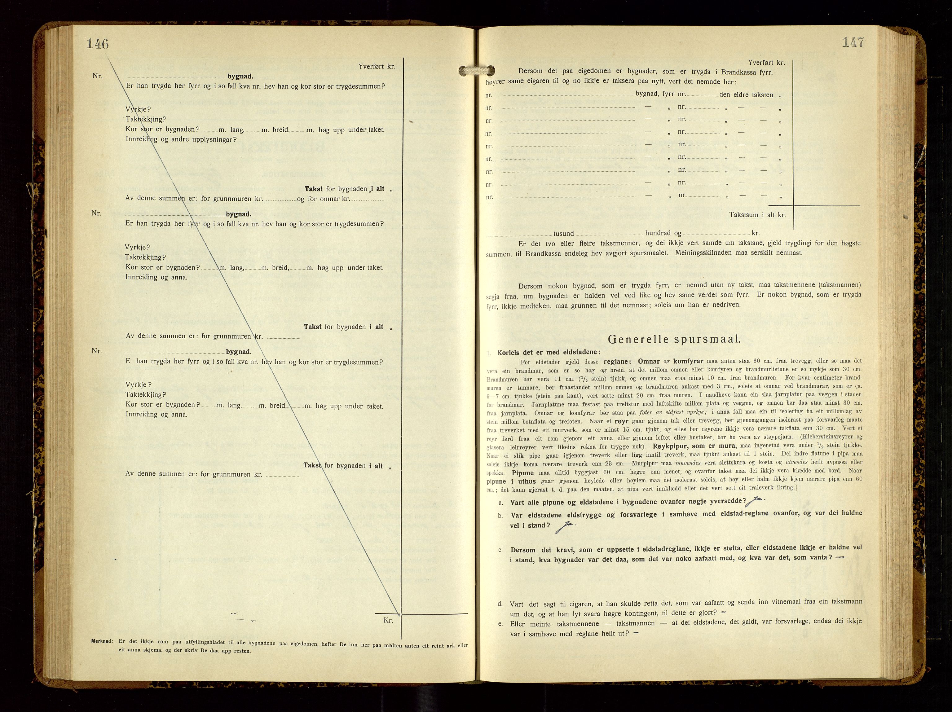 Hjelmeland lensmannskontor, SAST/A-100439/Gob/L0003: "Brandtakstbok", 1932-1950, p. 146-147