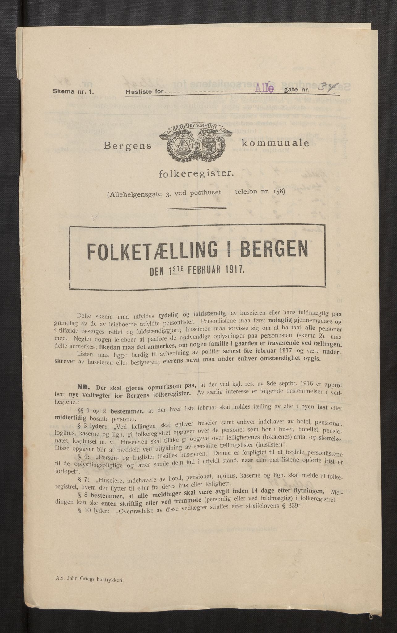 SAB, Municipal Census 1917 for Bergen, 1917, p. 973