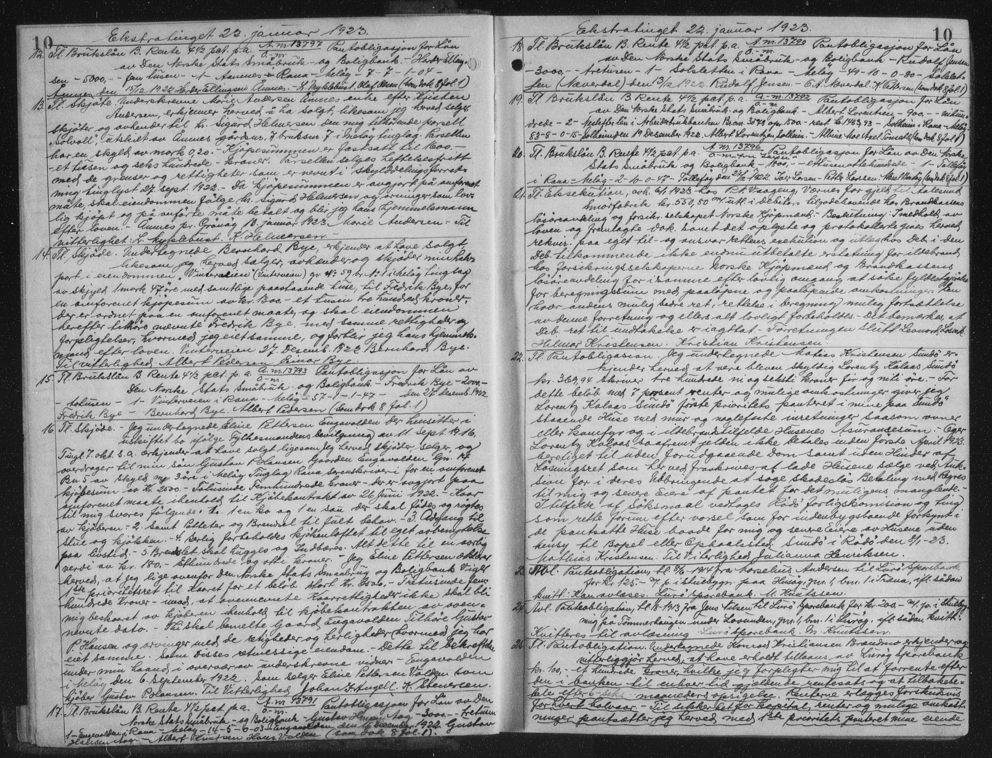 Rana sorenskriveri , AV/SAT-A-1108/1/2/2C/L0018: Mortgage book no. 18, 1923-1928, p. 10, Deed date: 22.01.1923