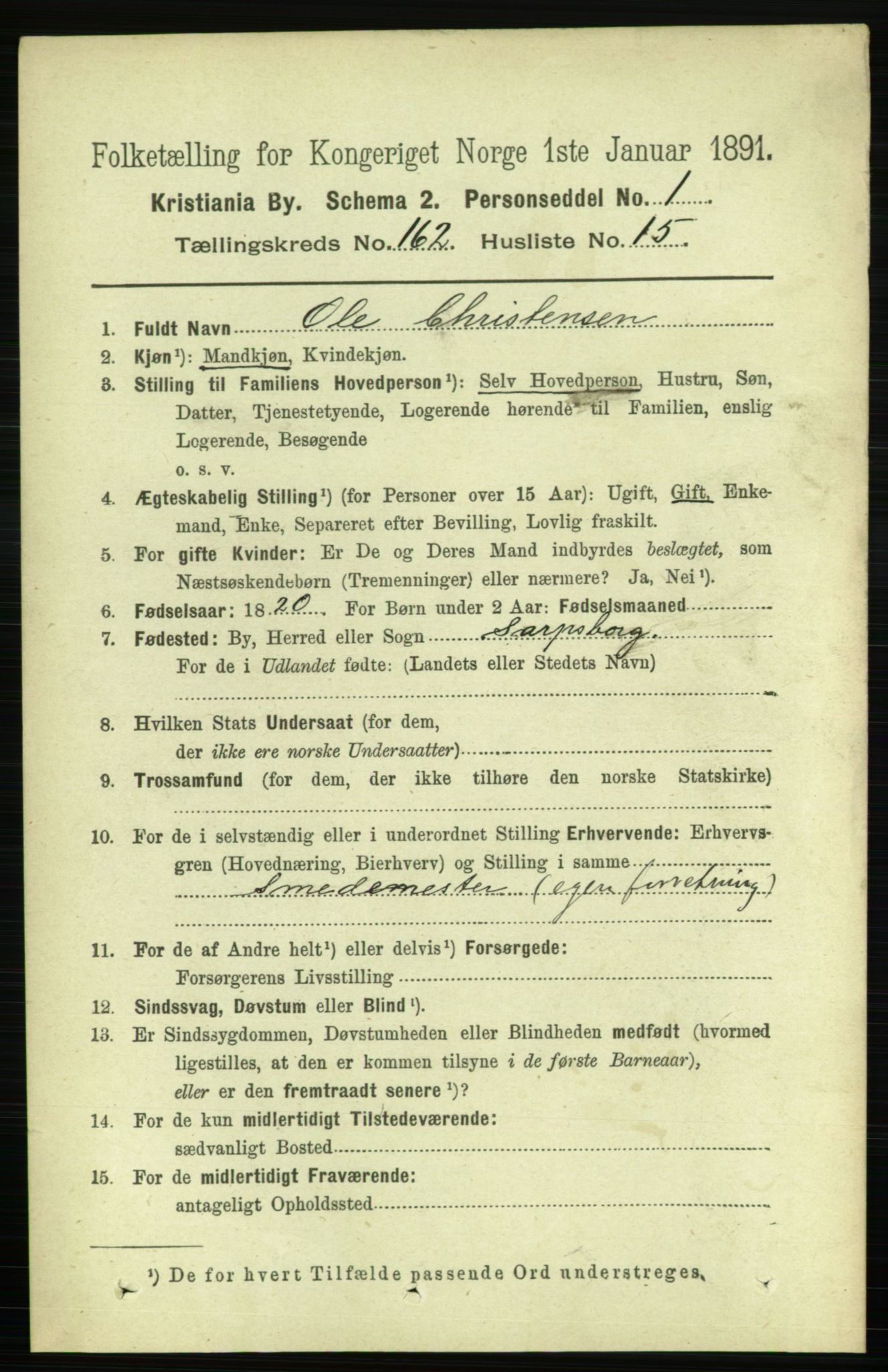 RA, 1891 census for 0301 Kristiania, 1891, p. 93283