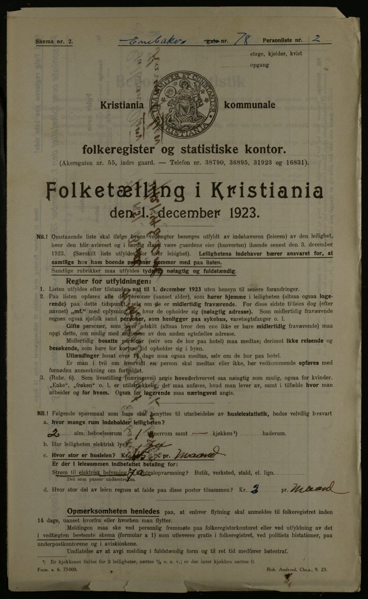 OBA, Municipal Census 1923 for Kristiania, 1923, p. 23969