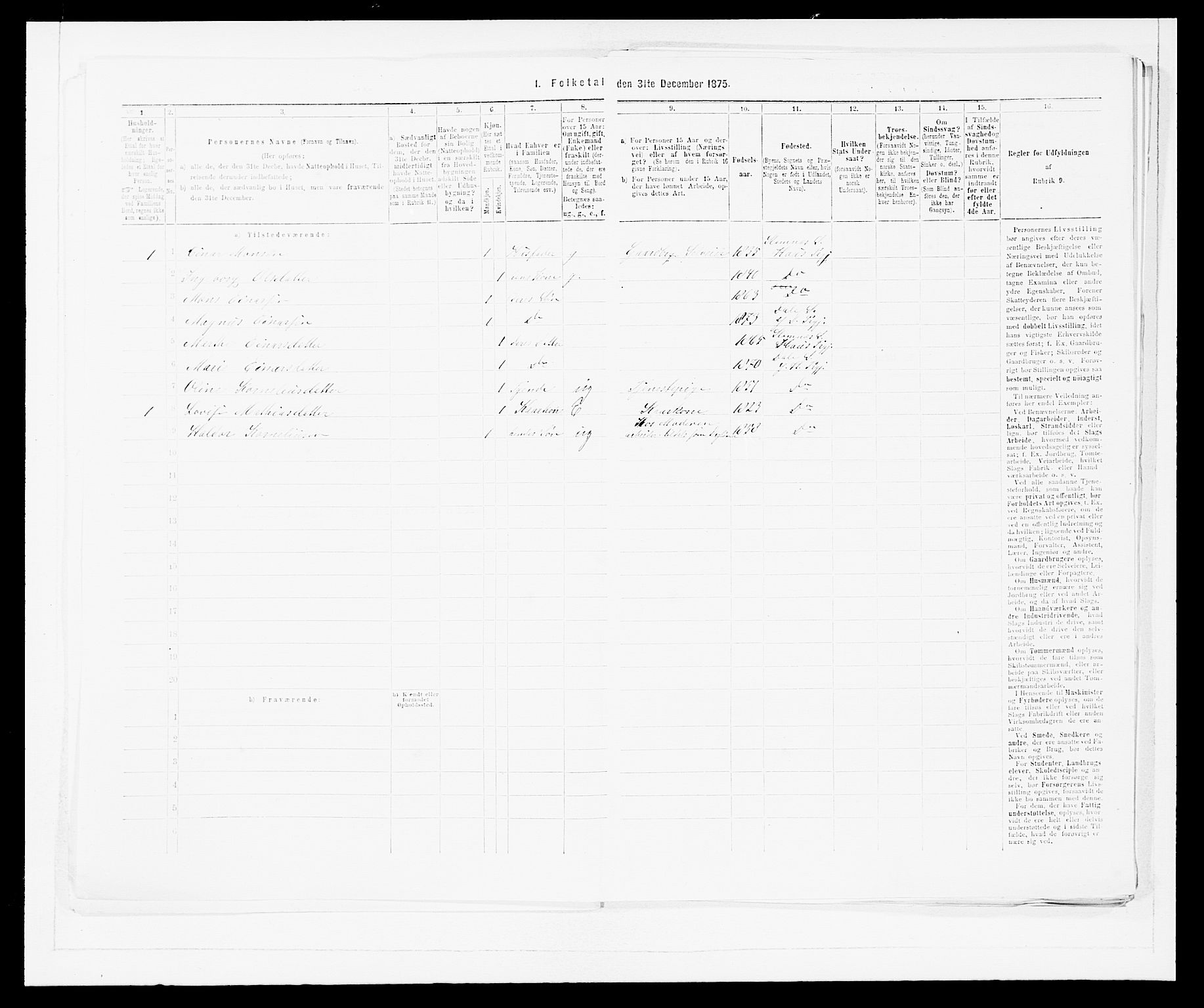 SAB, 1875 census for 1429P Ytre Holmedal, 1875, p. 1028