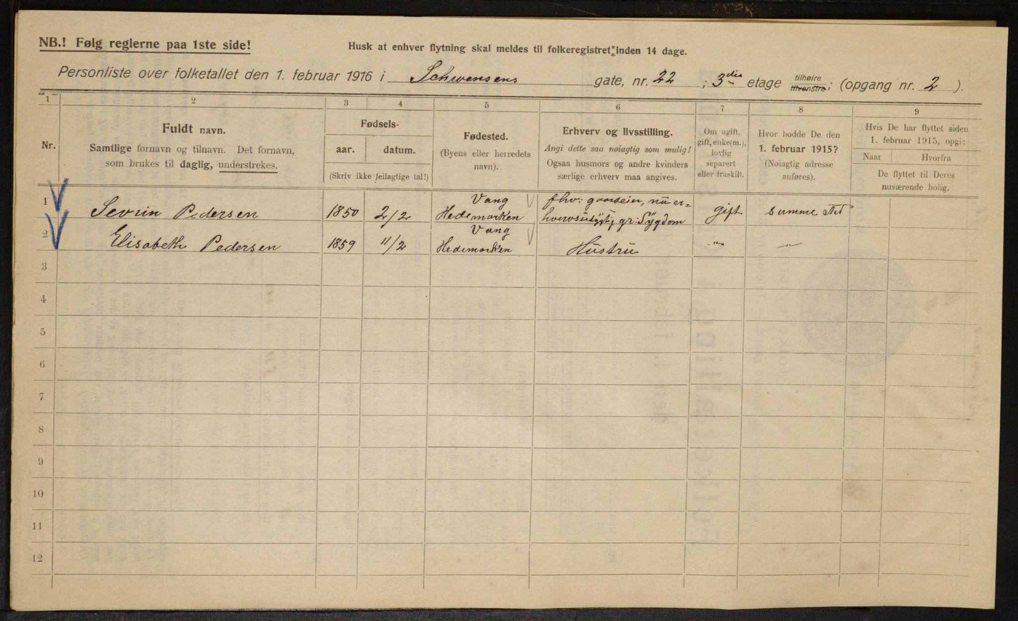 OBA, Municipal Census 1916 for Kristiania, 1916, p. 95097