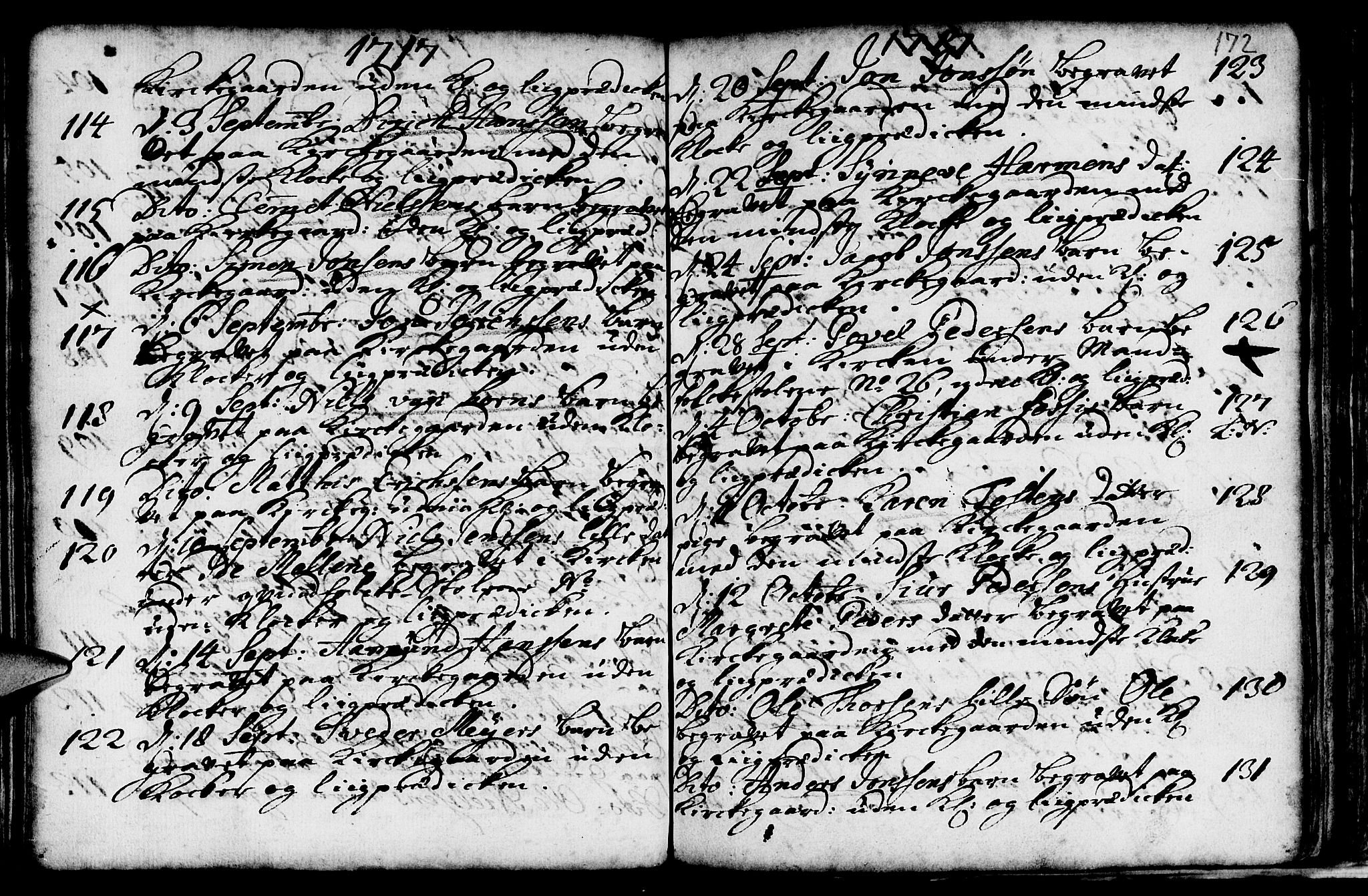 Nykirken Sokneprestembete, AV/SAB-A-77101/H/Haa/L0009: Parish register (official) no. A 9, 1689-1759, p. 172