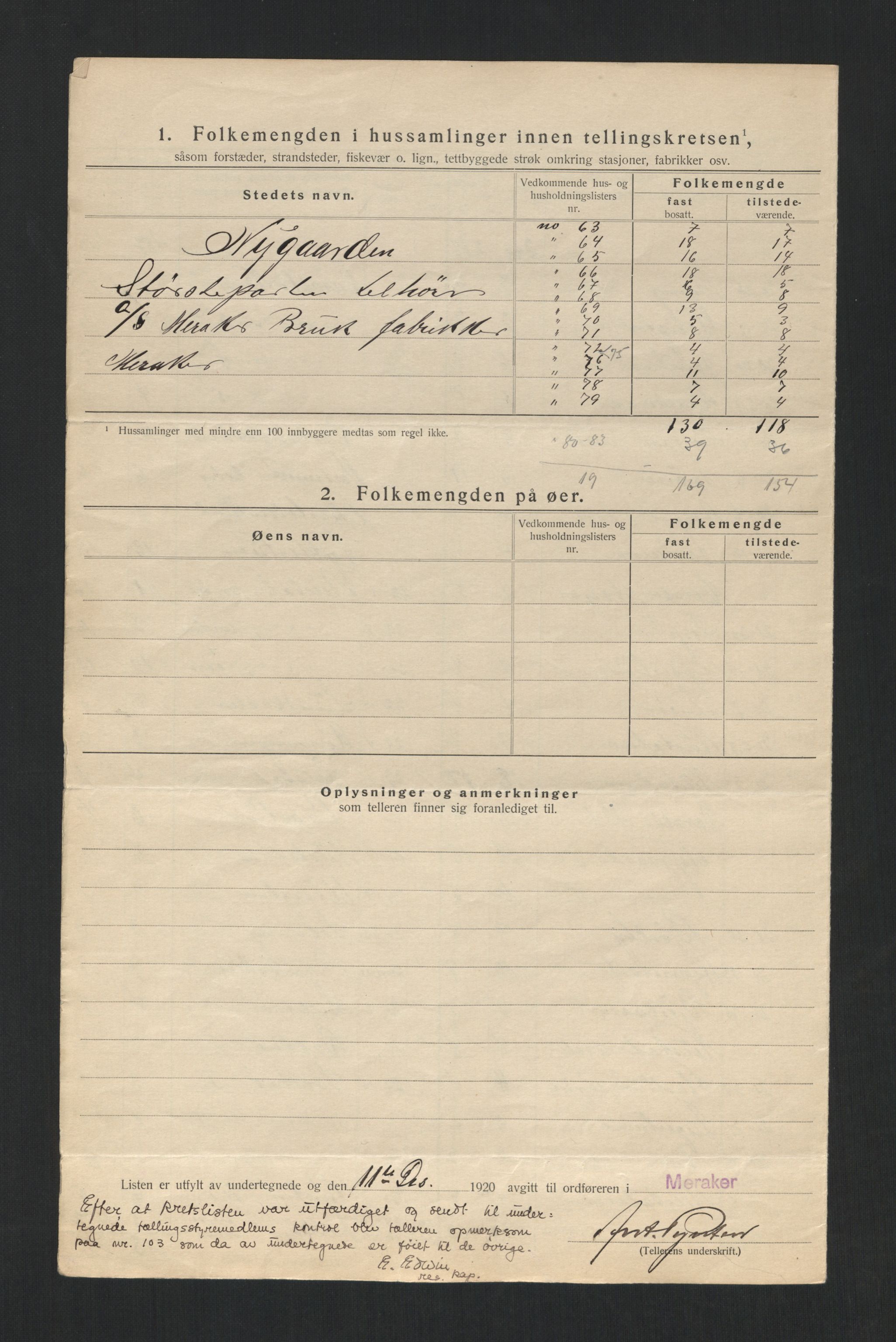 SAT, 1920 census for Meråker, 1920, p. 16