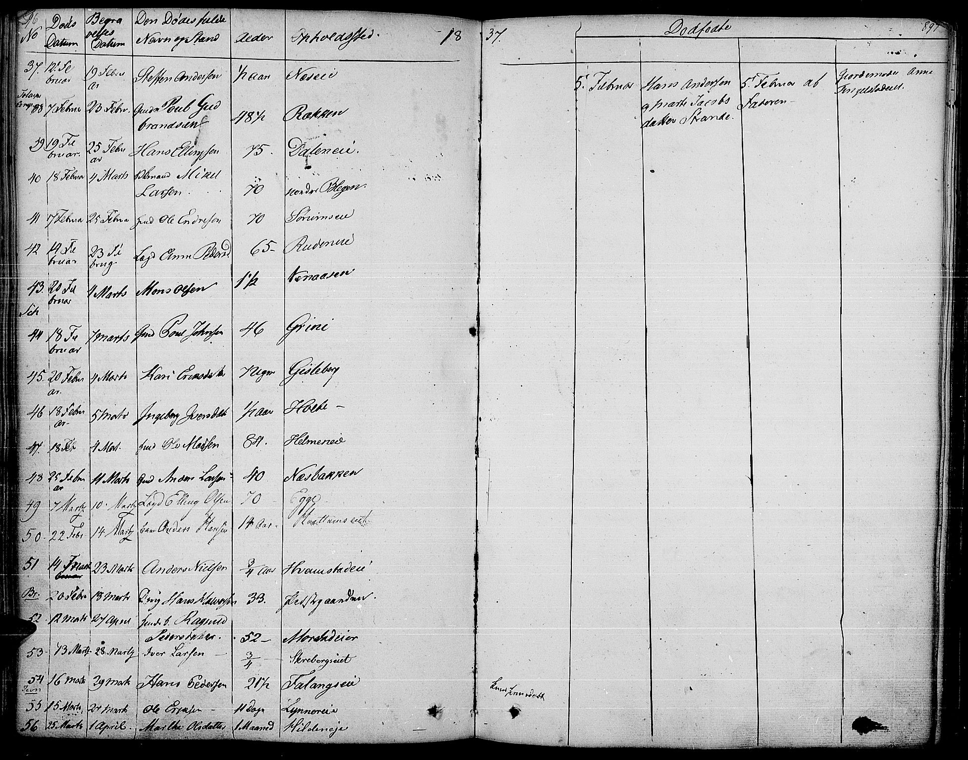 Gran prestekontor, AV/SAH-PREST-112/H/Ha/Haa/L0010: Parish register (official) no. 10, 1824-1842, p. 896-897