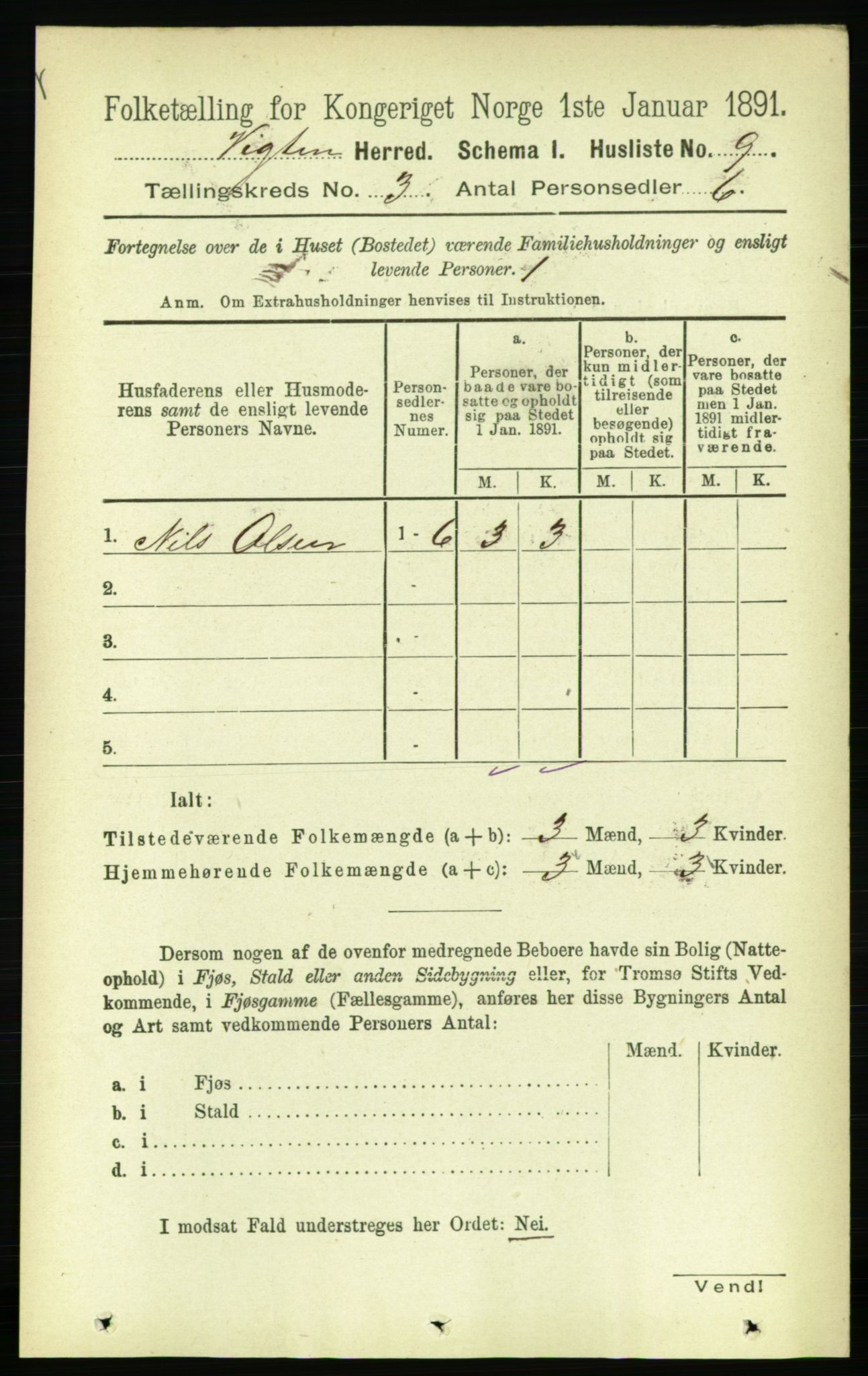 RA, 1891 census for 1750 Vikna, 1891, p. 1667