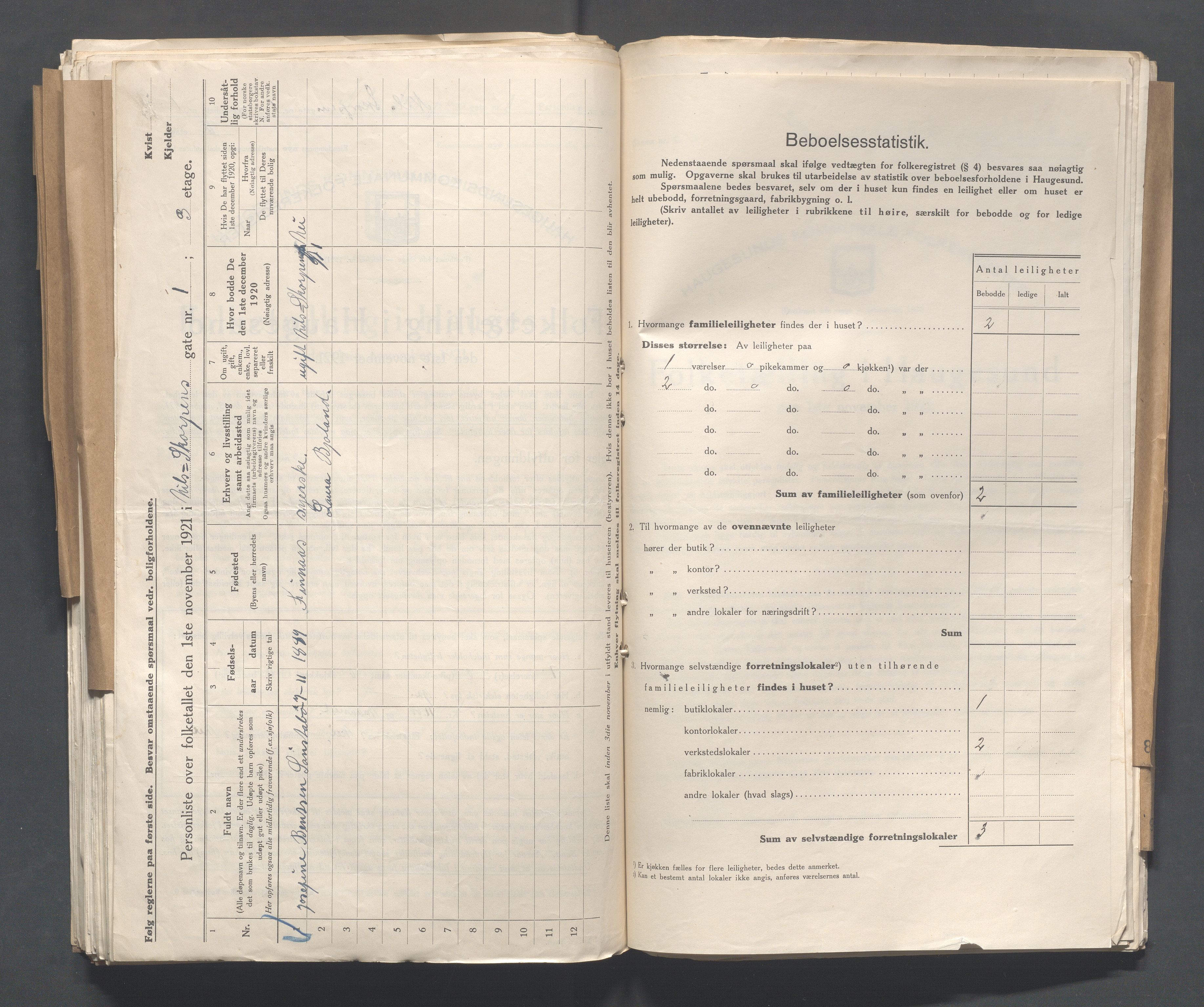 IKAR, Local census 1.11.1921 for Haugesund, 1921, p. 3144