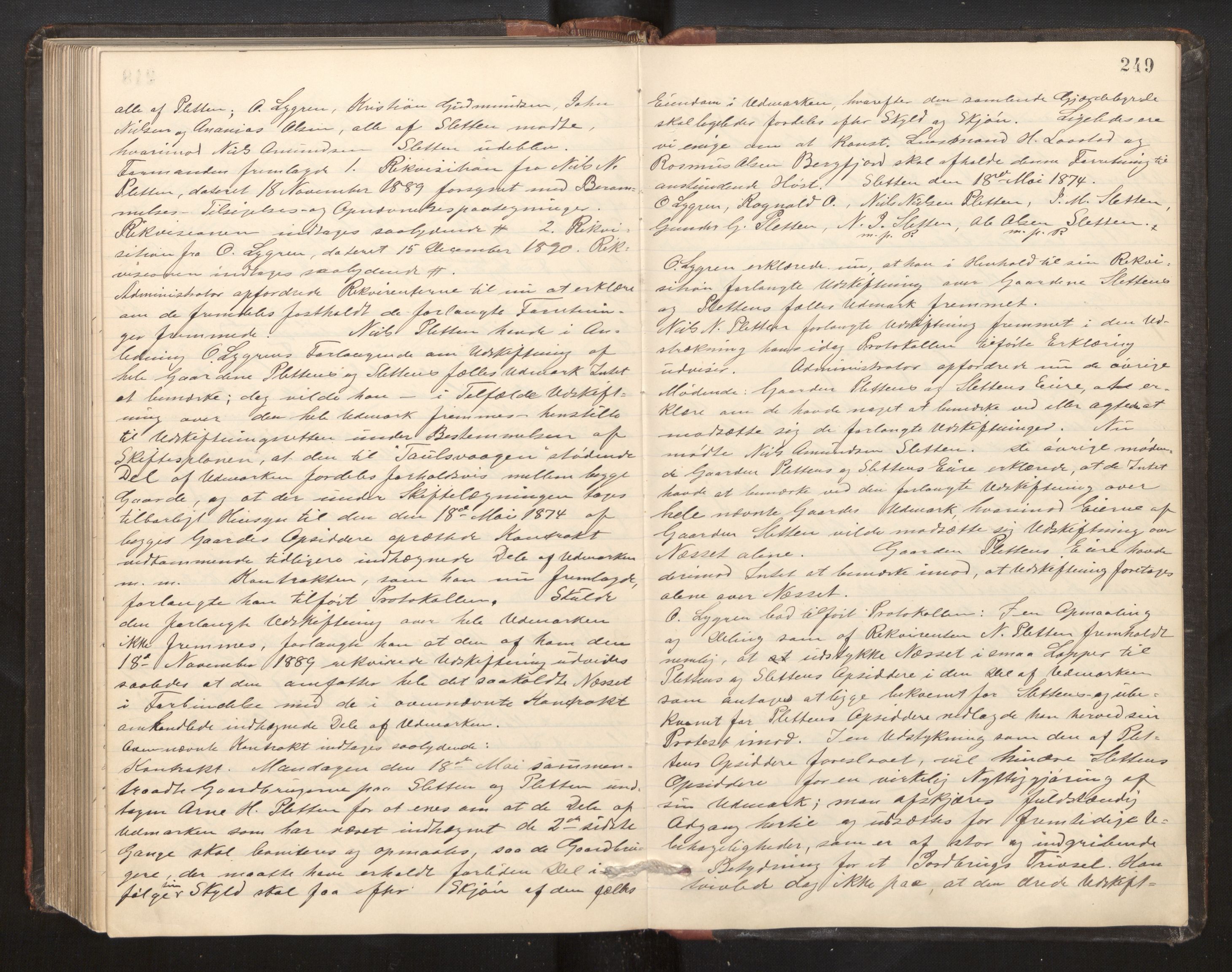 Hordaland jordskiftedøme - II Ytre Nordhordland jordskiftedistrikt, AV/SAB-A-6901/A/Aa/L0006: Forhandlingsprotokoll, 1888-1891, p. 248b-249a